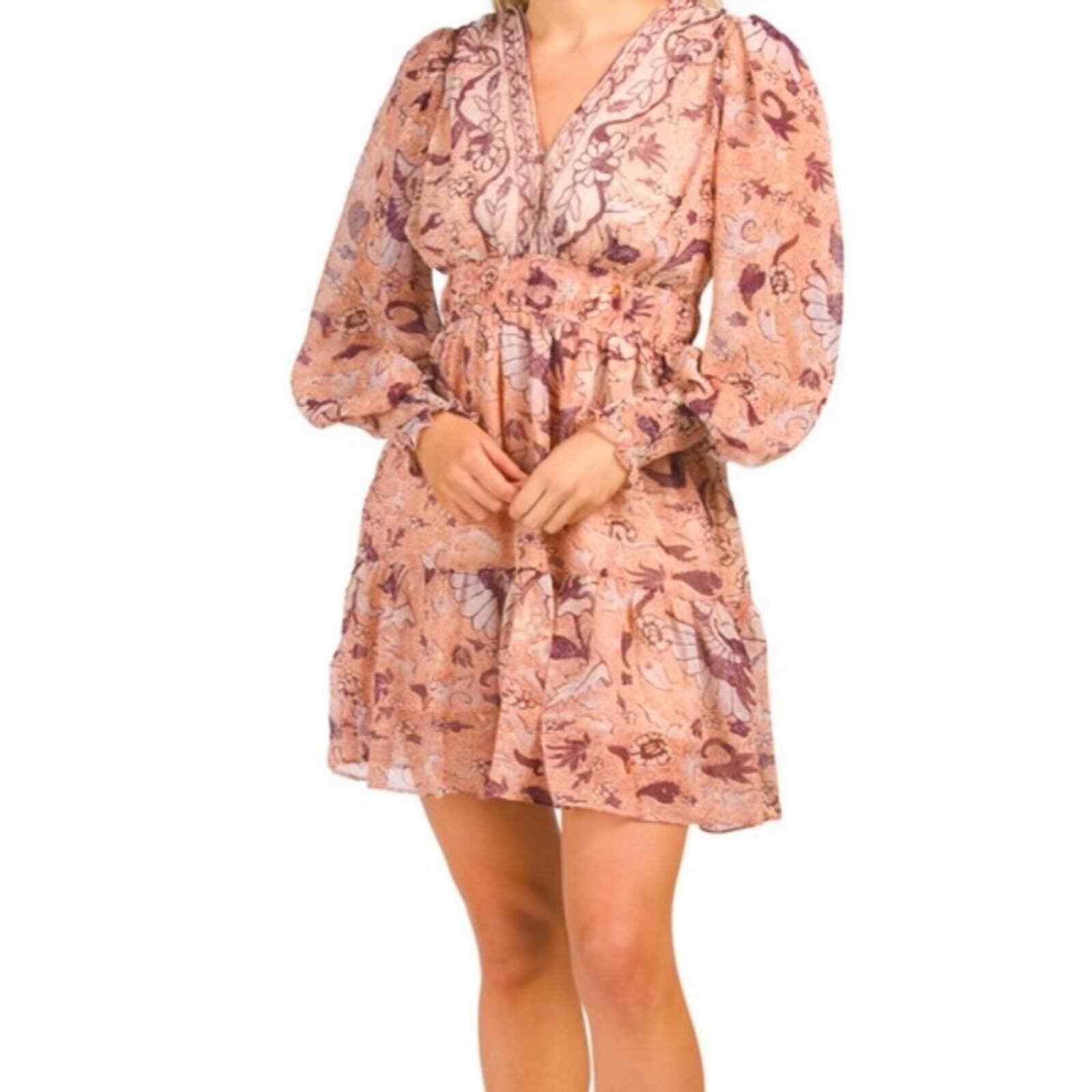 One Pretty Time Floral Boho V-Neck Flowy Degage Feminine Dress