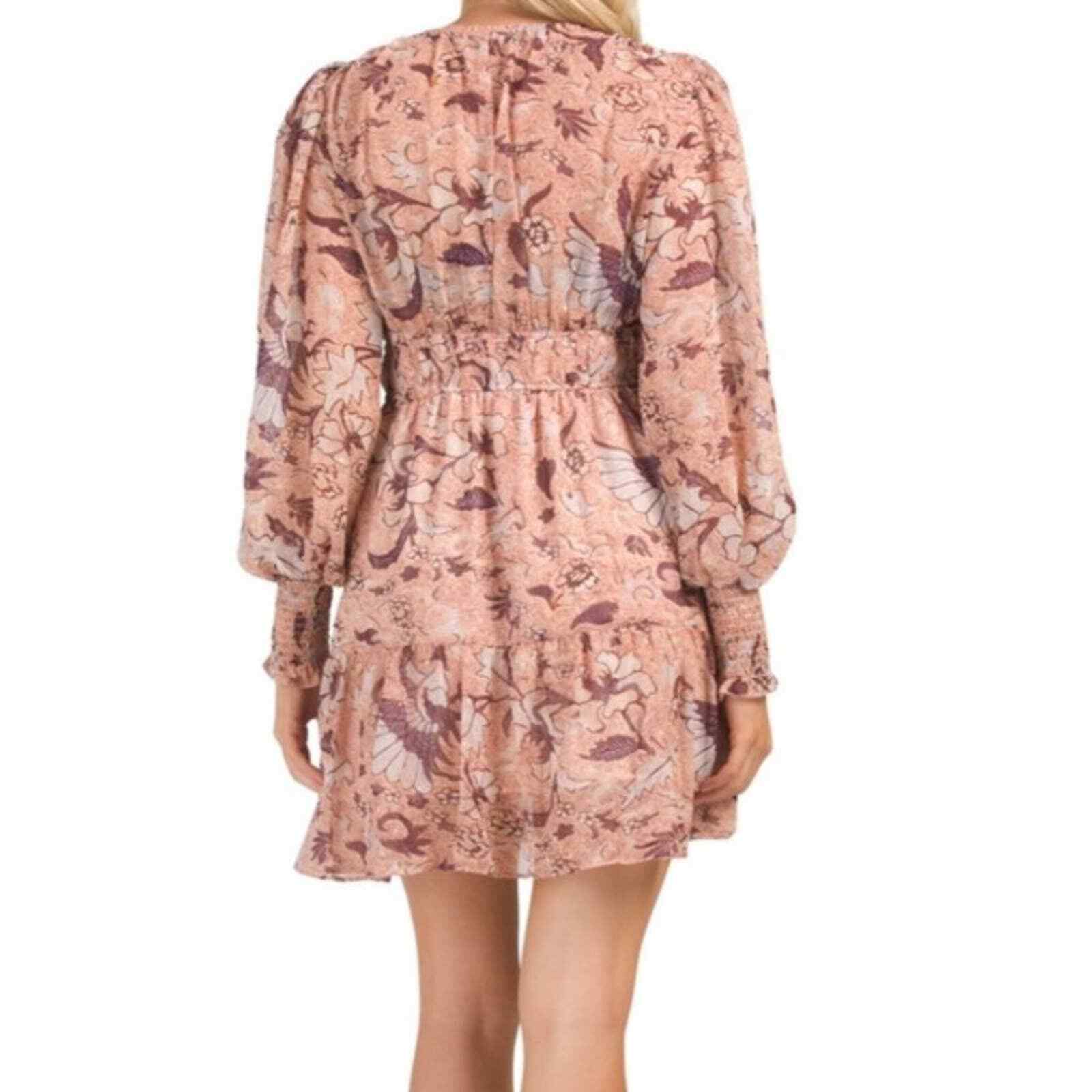 One Pretty Time Floral Boho V-Neck Flowy Degage Feminine Dress