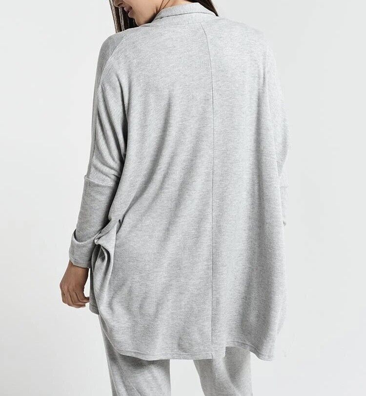 Cupcakes and Cashmere Open Front Draped Knit Cardigan Heathered Gray Oversized