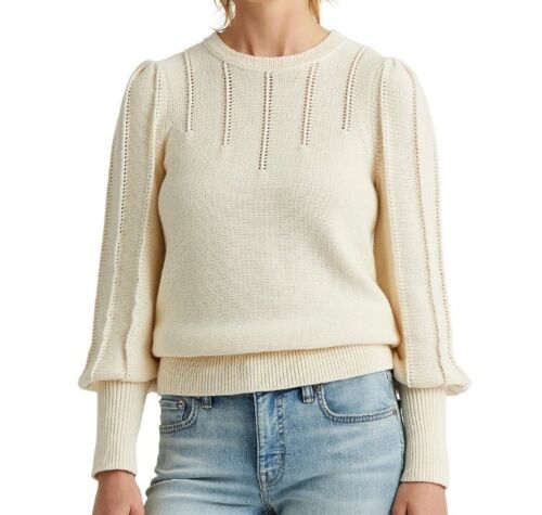 Lauren Ralph Lauren Reverse Jersey Stitch Puff Sleeve Sweater - XL