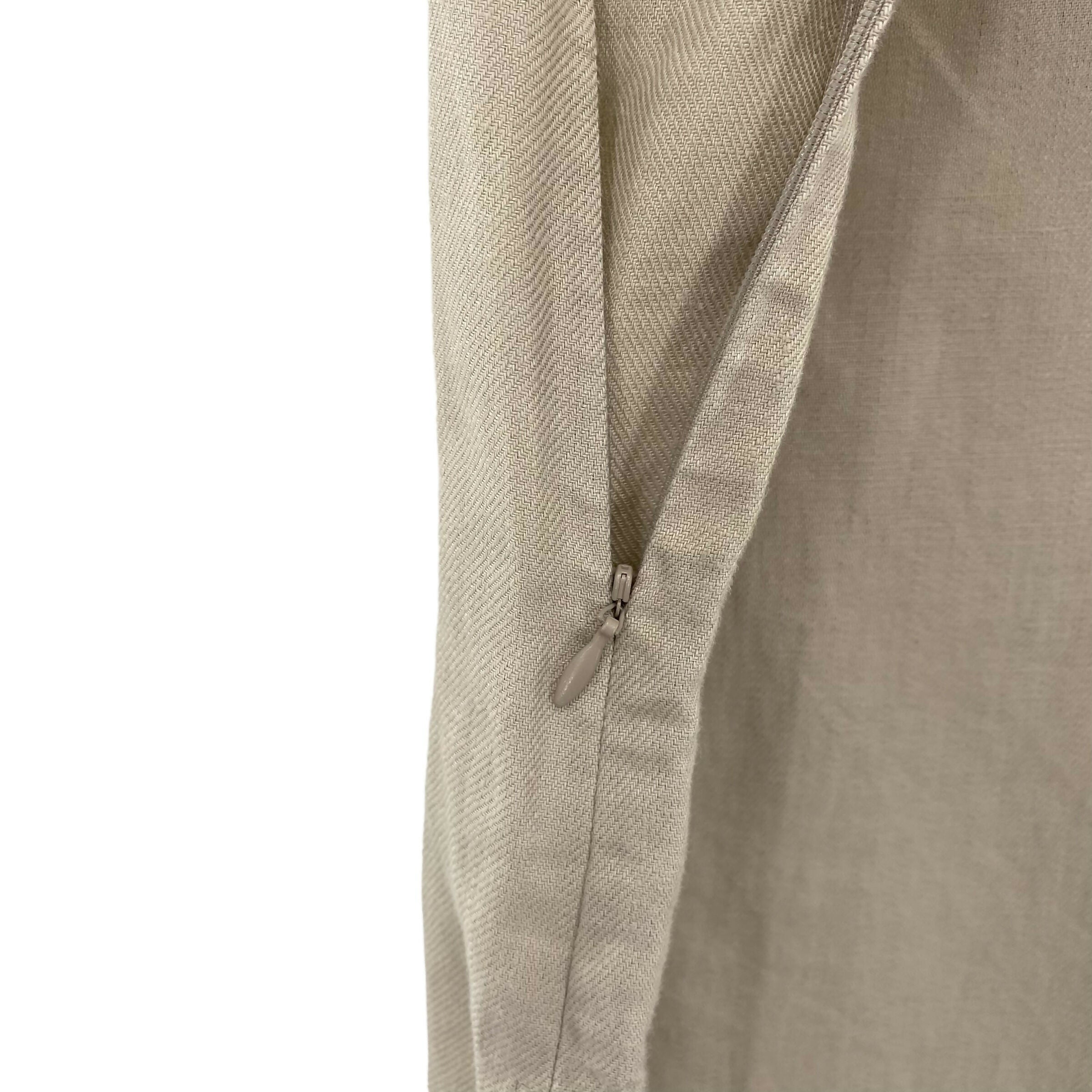 Lafayette 148 New York Sleeveless Splitneck Fringe Trim Linen Tunic - /Beige - XS