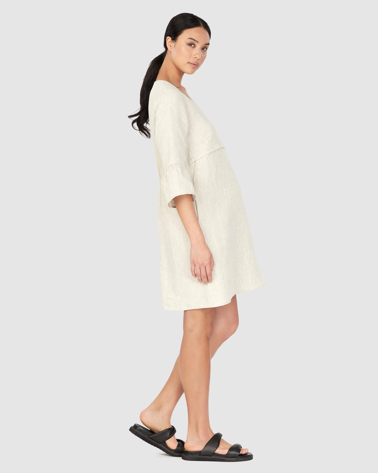 Soon Maternity Rubi Linen Nursing Dress - /Beige