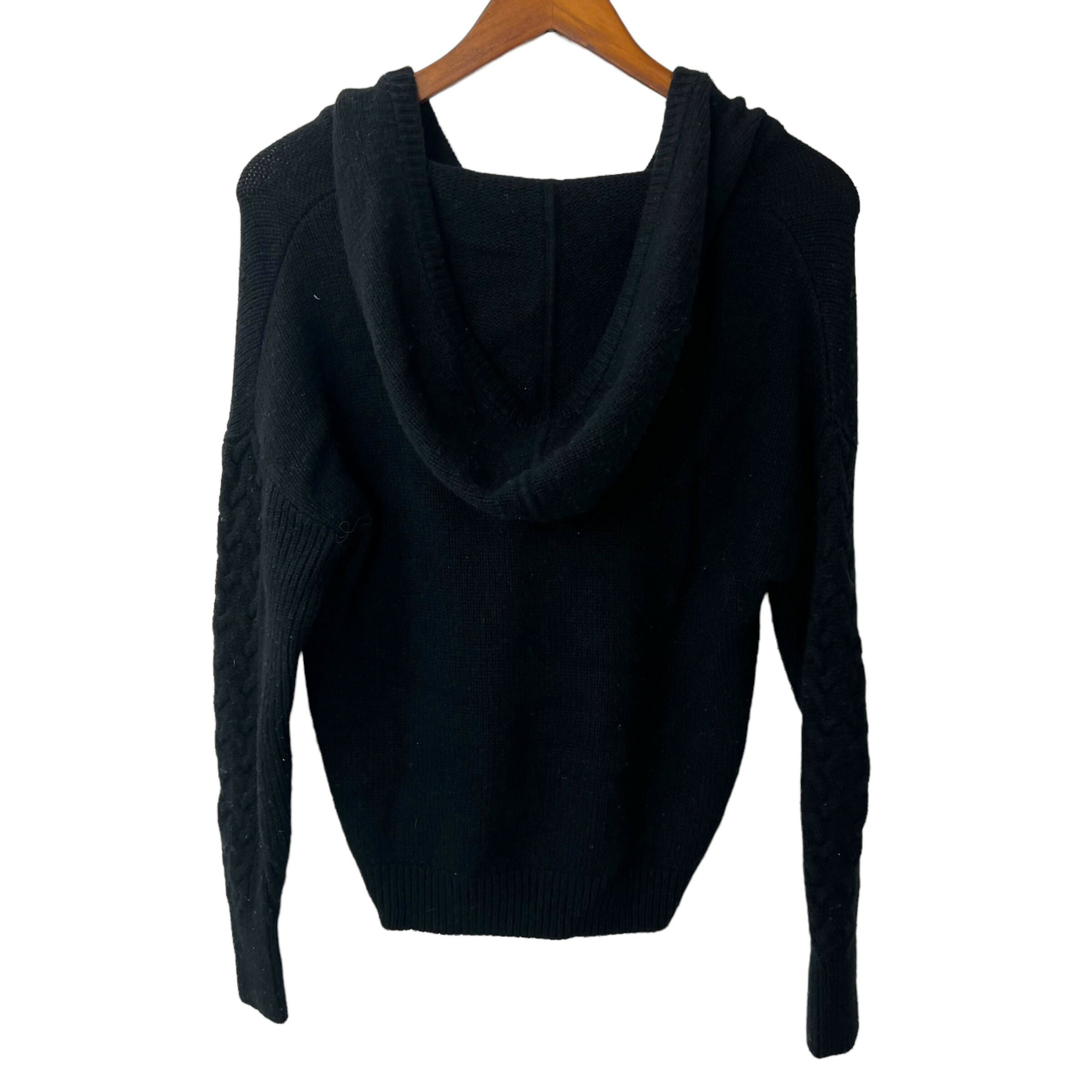 Naadam Merino Wool Cashmere Black Sweater Hooded Sz XS