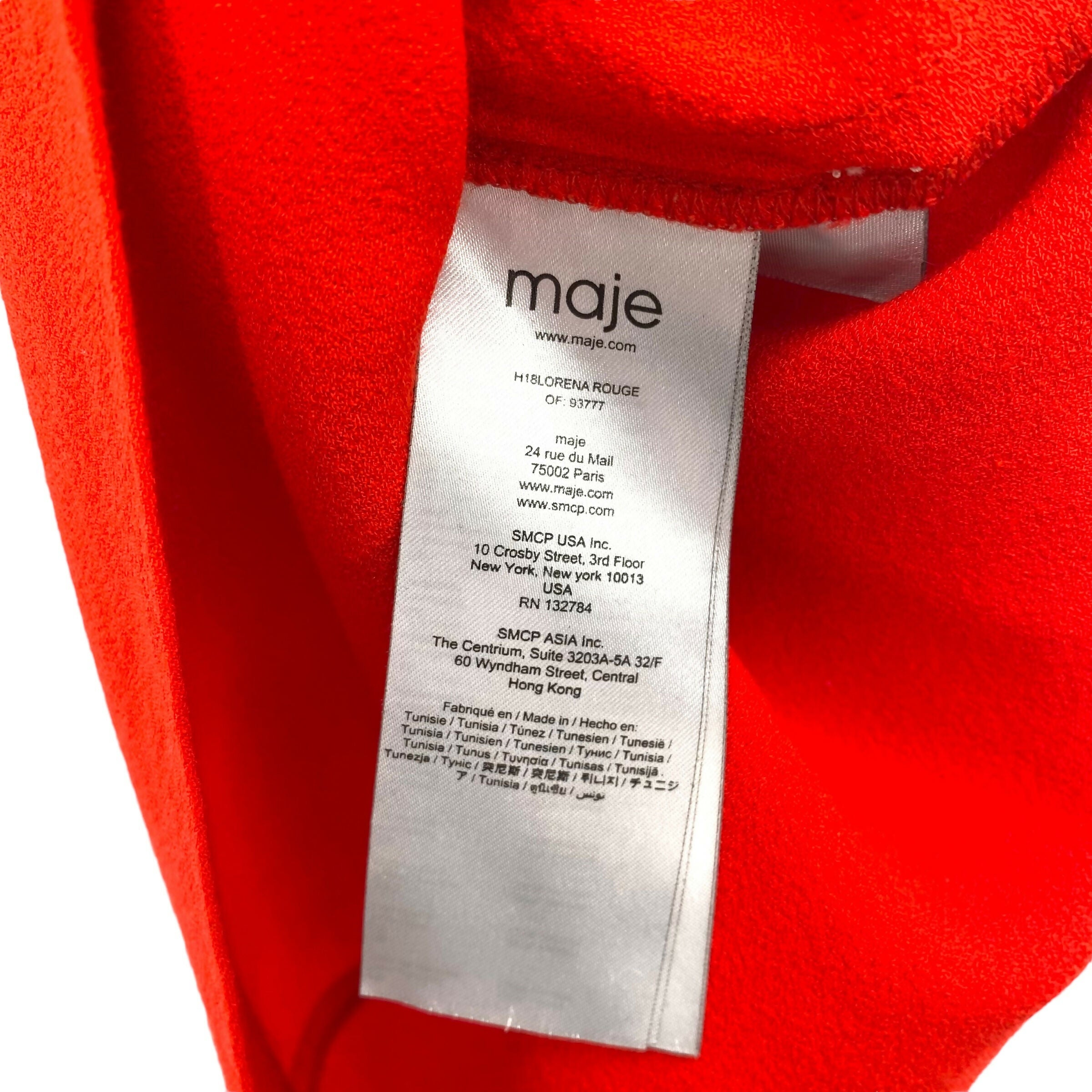 Maje Ruffled Front Lorena Top - Red - S