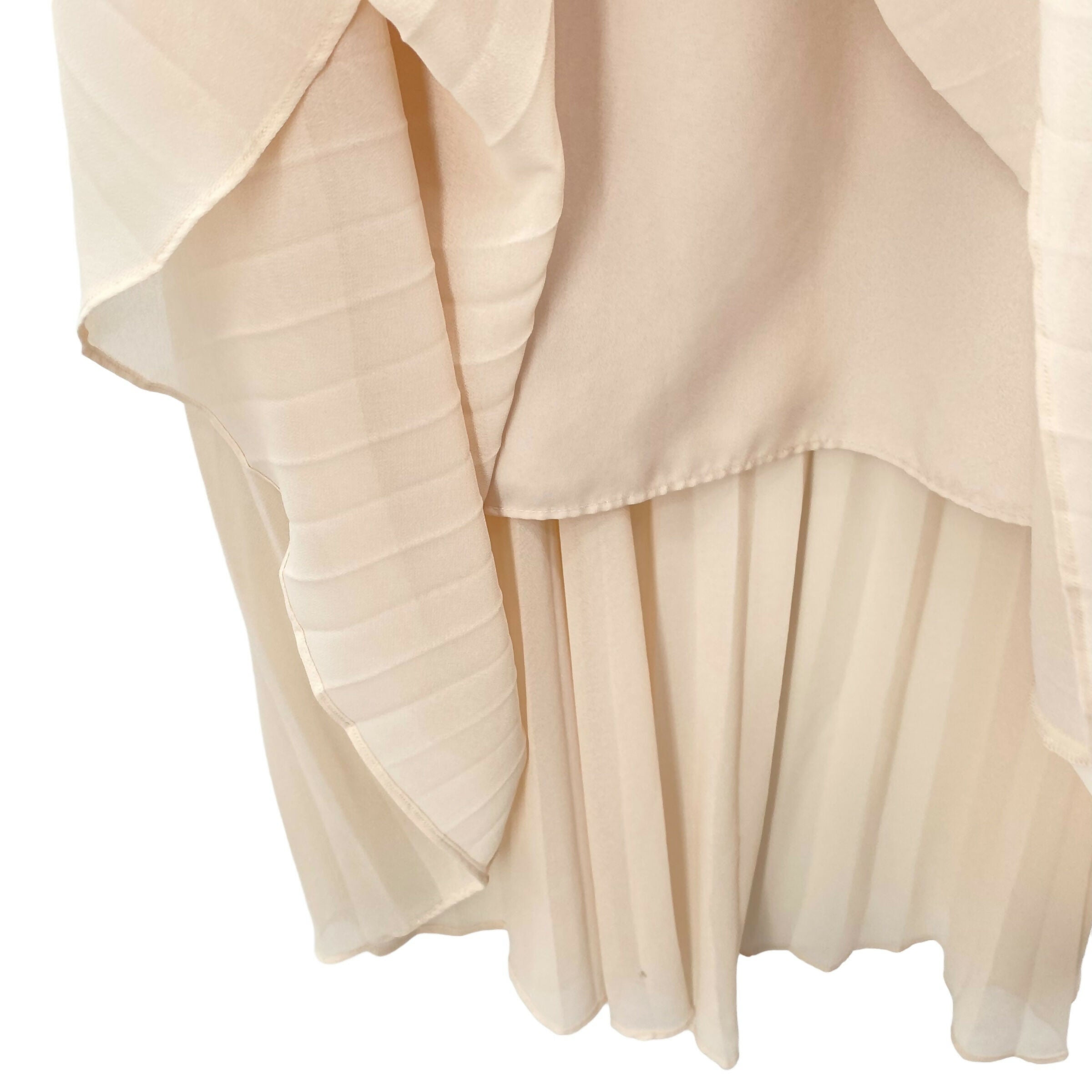 REISS Cream Lace Chiffon Dress Size 10 Long Formal Wedding Party Sleeveless