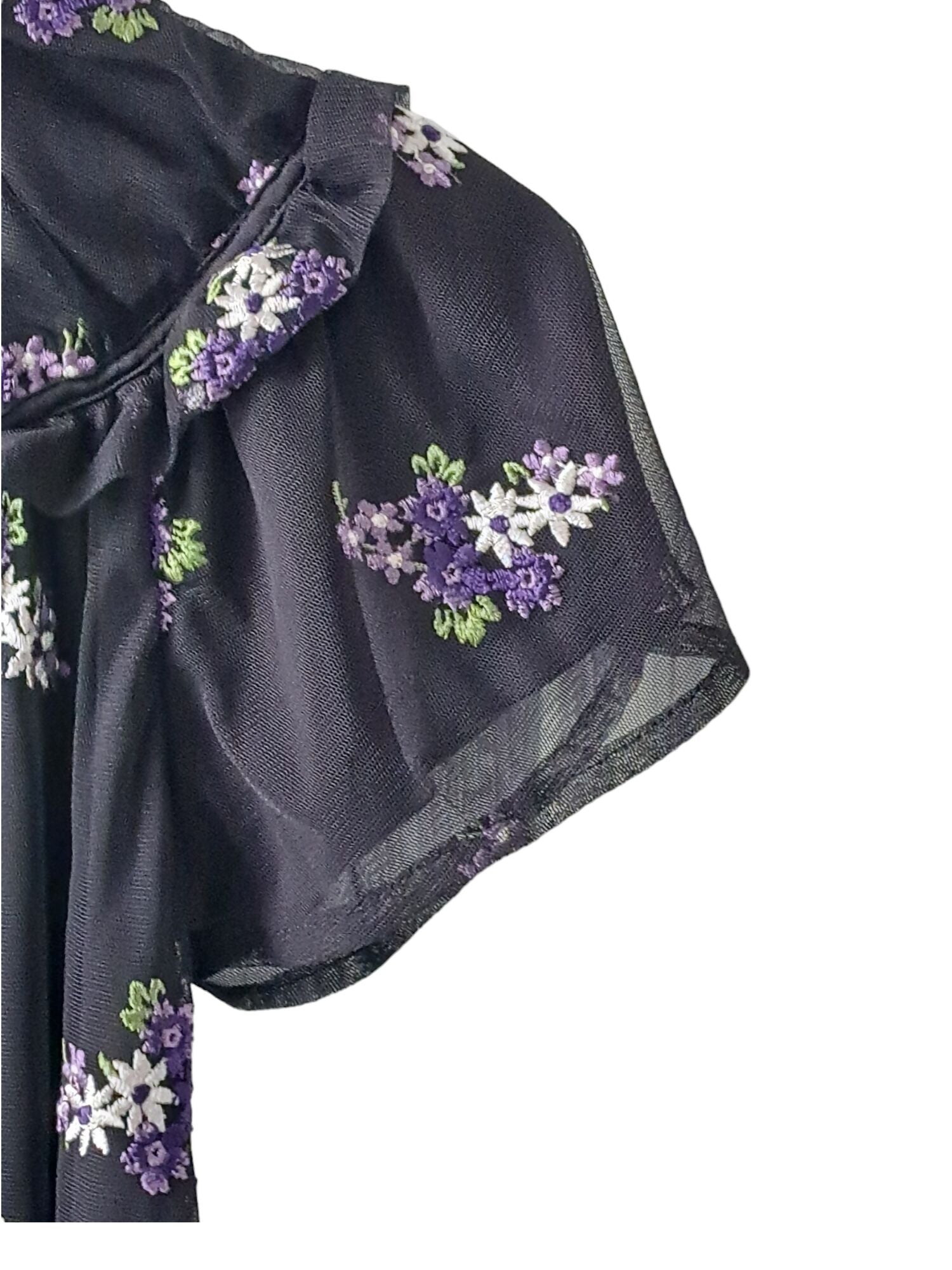 MICHAEL Michael Kors Forget Me Not Floral Blouse-Floral-Black-Multi Orchid Haze XS