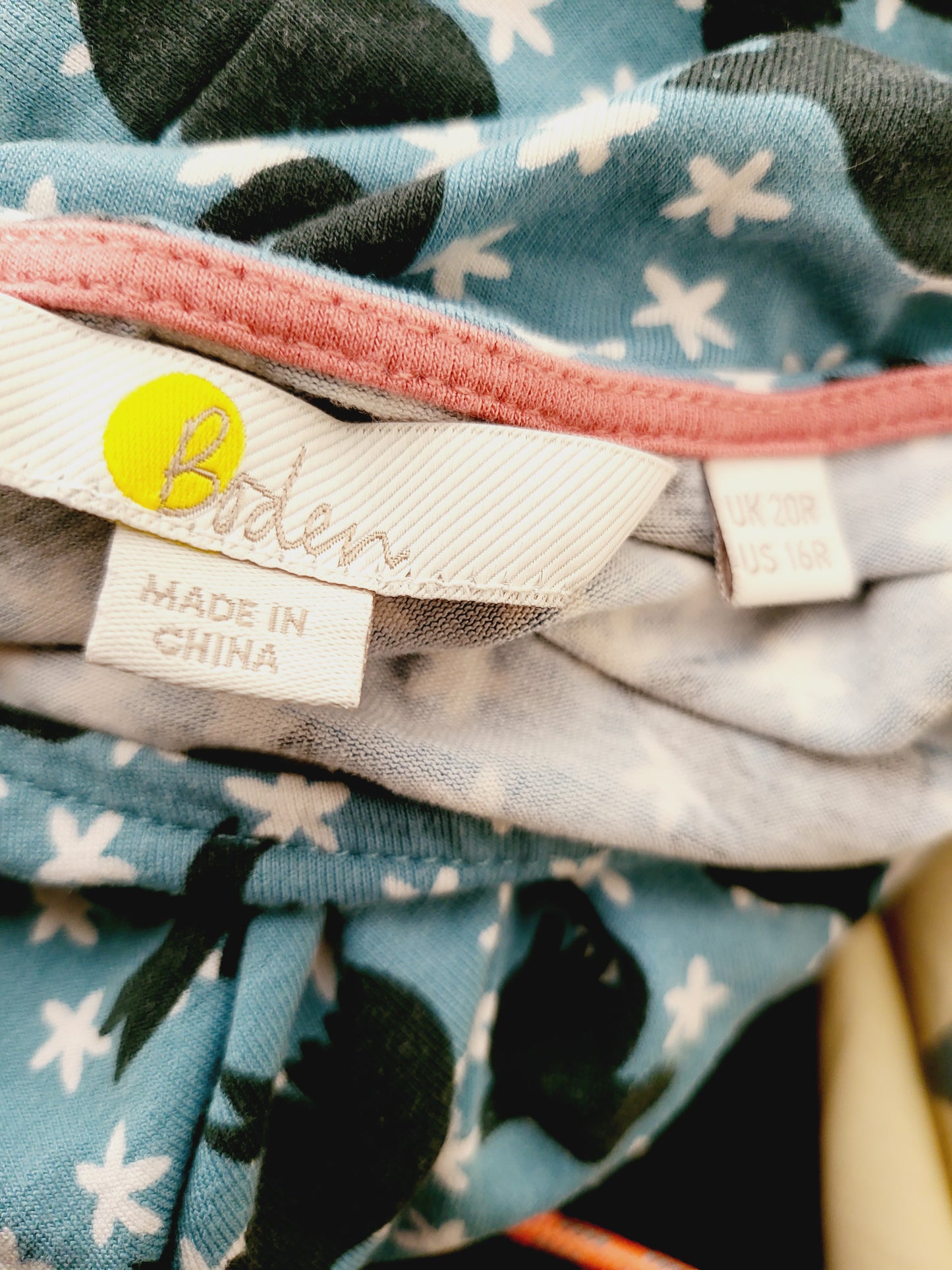 Boden 3/4 Sleeve Bird and Star Printed Dress - Abstract - Blue Multi - 16