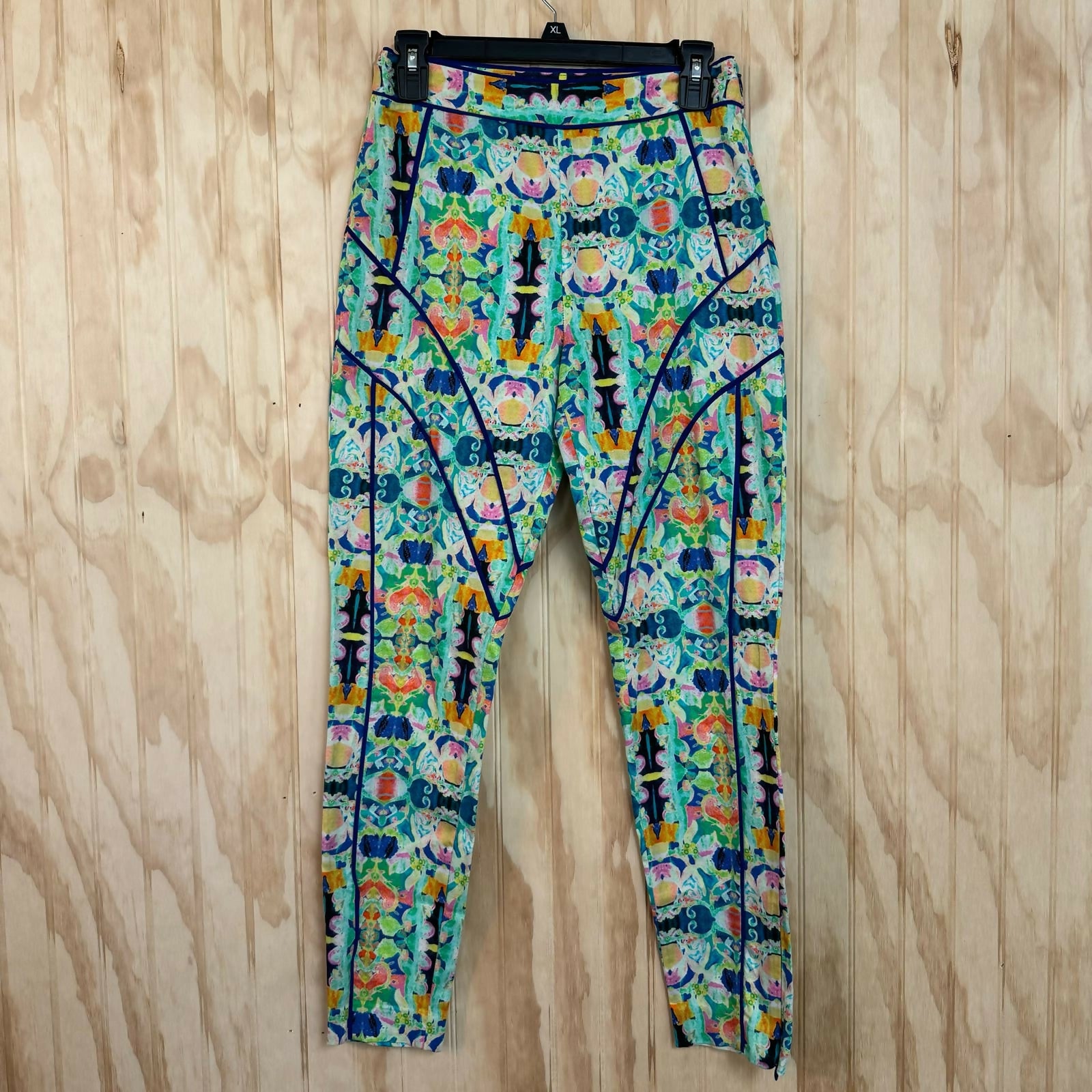 Milly High-Rise Printed Seamed Skinny Trouser - Abstract - Green Multi - 4