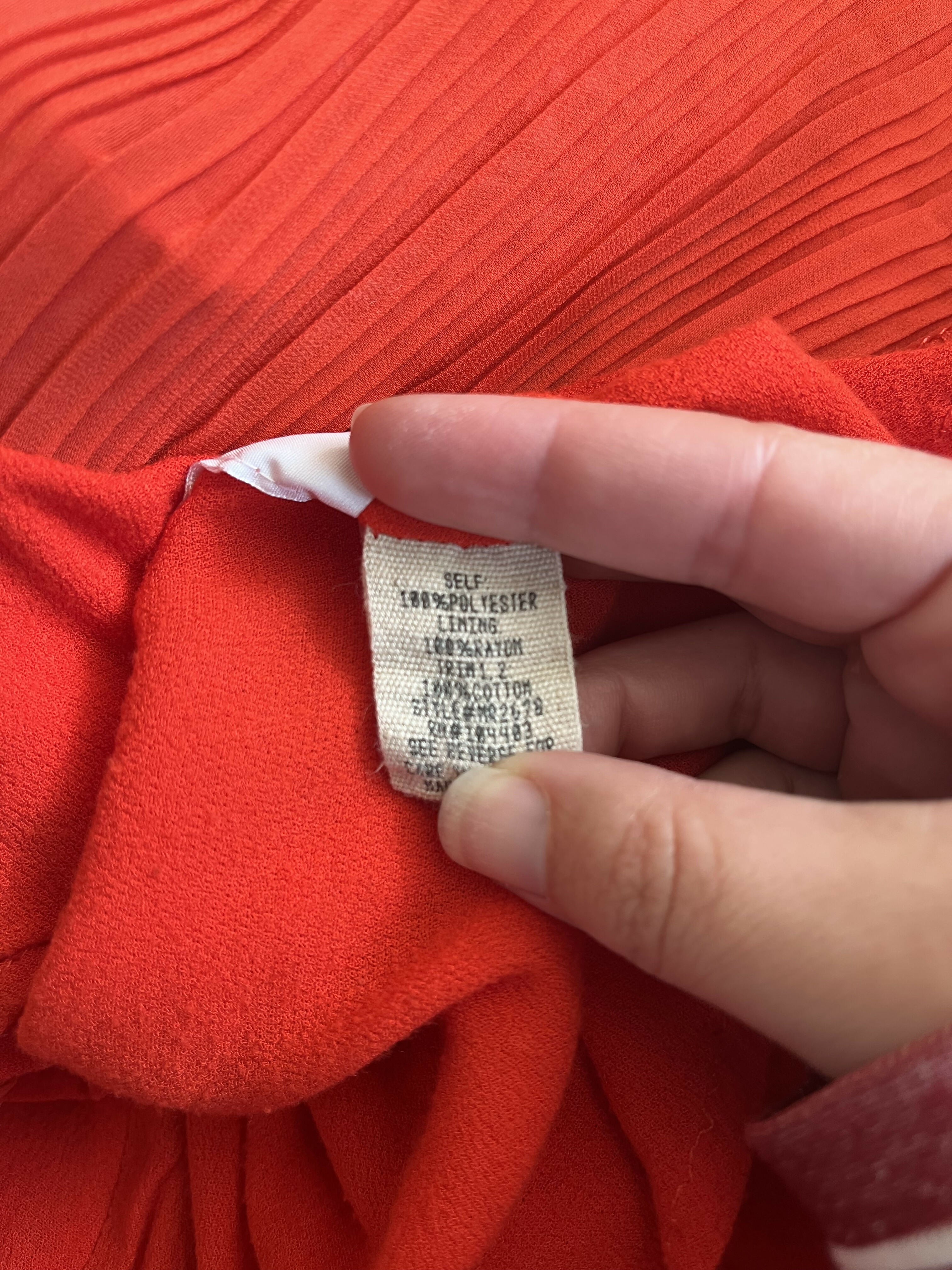 Moon River Open Back Embroidered Ruffle Sleeveless Accordion Dress red orange XS