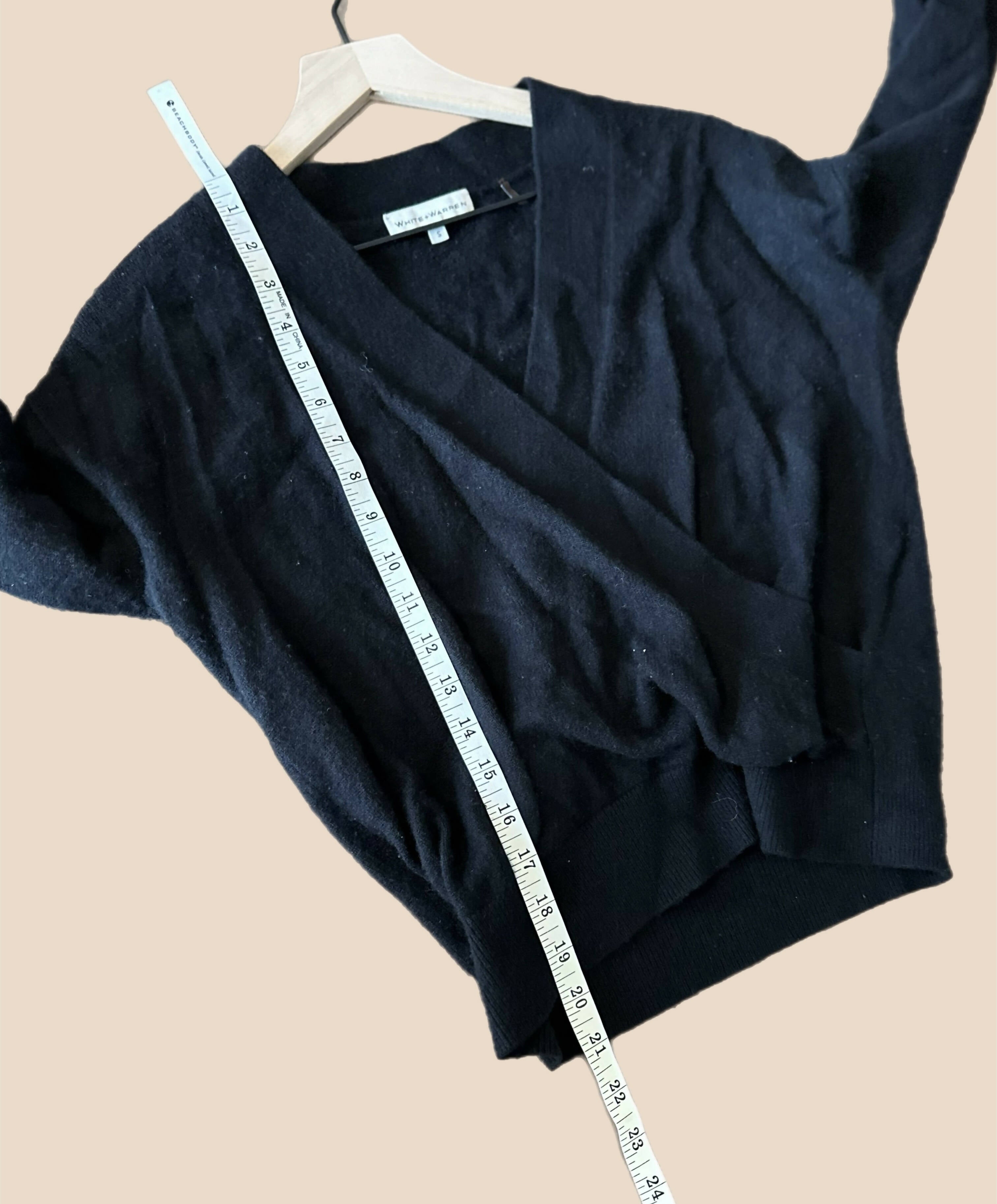 White + Warren Cashmere Button Cuff Wrap - Black