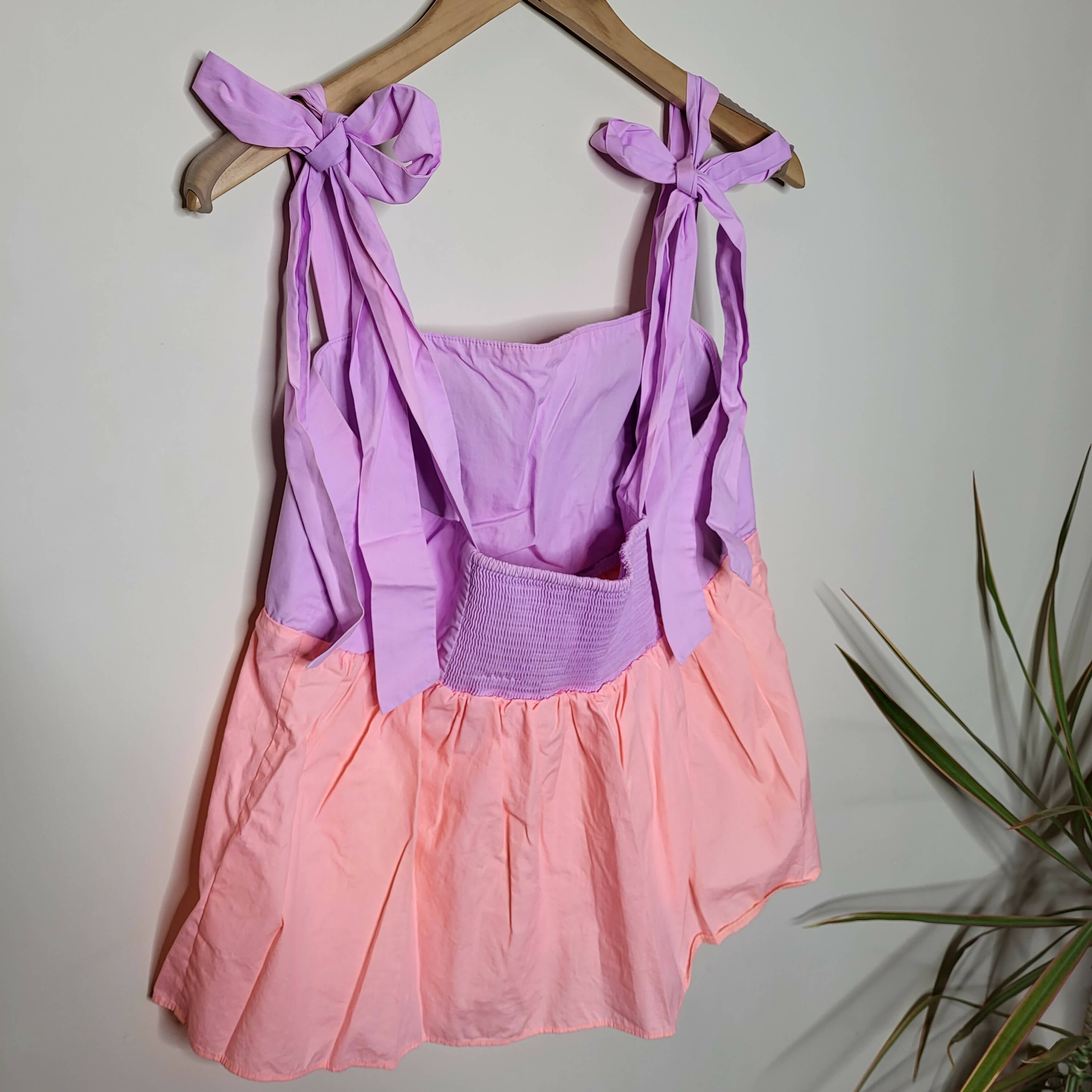 Lilly Pulitzer Anlee Tie Sleeve Colorblock Top - Colorblock - Purple Multi/Purple Iris Pb Bellini Colorblock