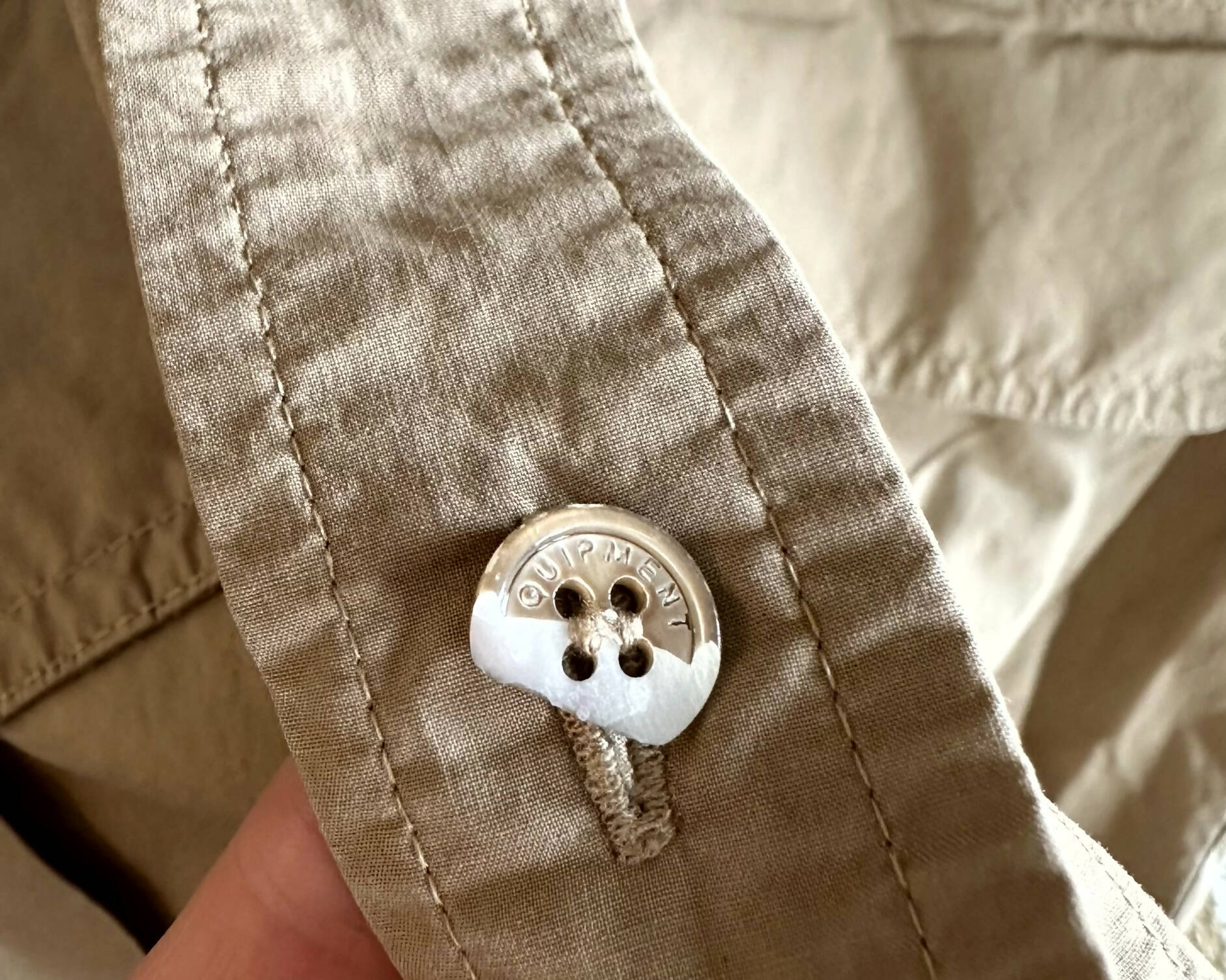 Equipment Button-Front Short Sleeve Utility Shirtdress with Pockets - Brown