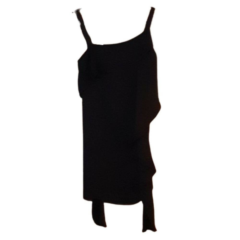 Milly Sleeveless Asymmetrical Draped Ruffle Dress - Black