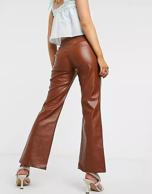 Blaze Faux Leather Trousers Cinamon Stick