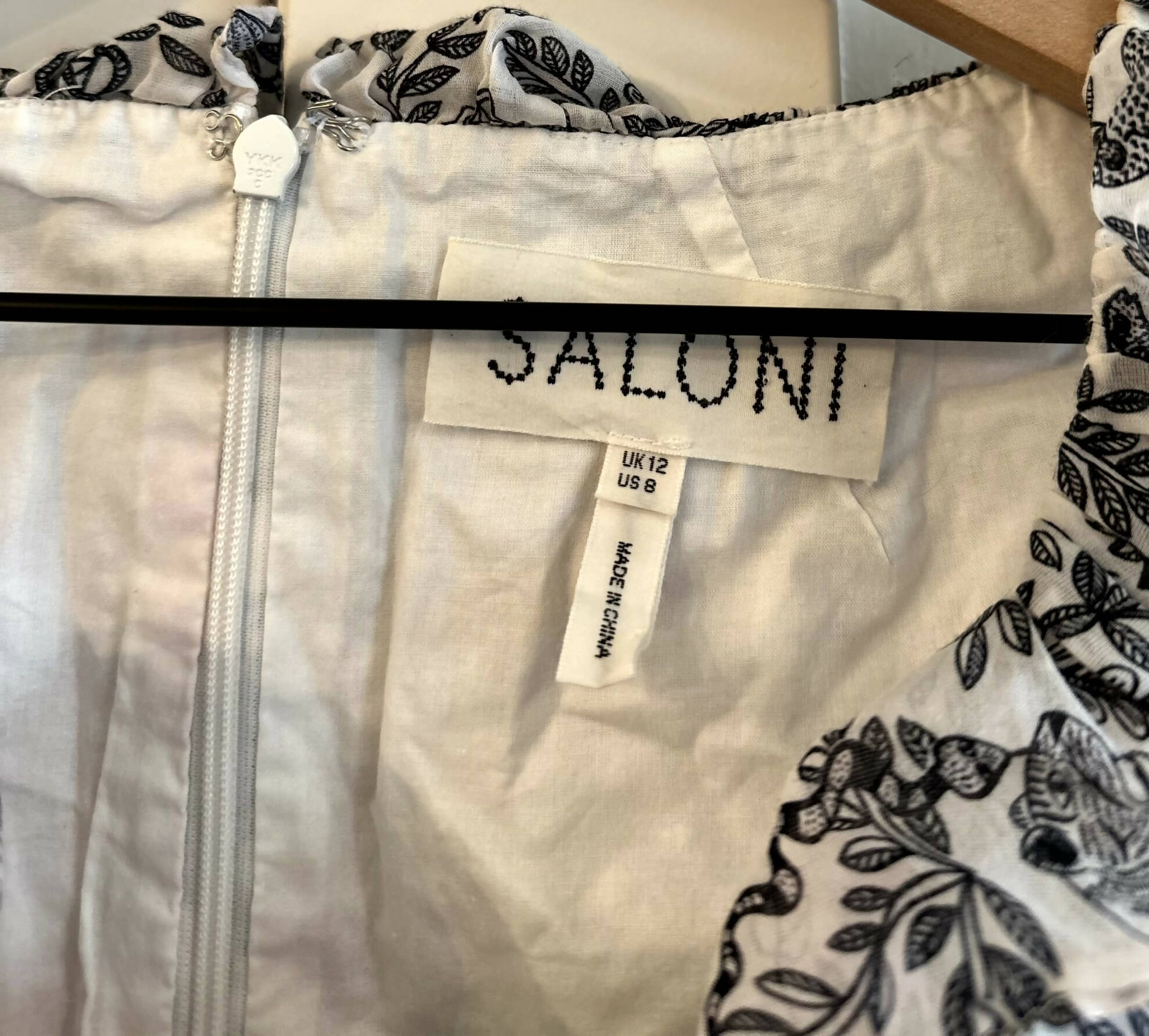 Saloni Misha Mini Dress - Floral - White Multi/Ivory Rashastan Black