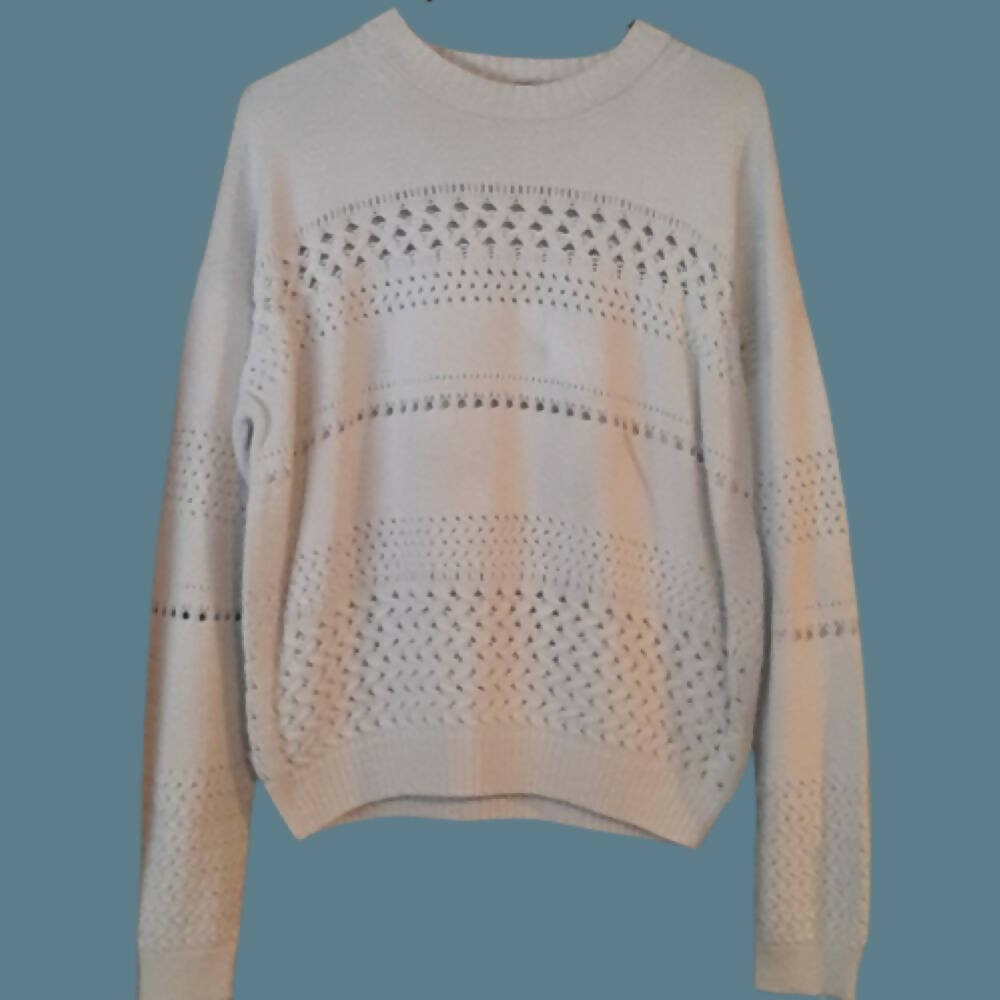 French Connection Long Sleeve Open Knit Sweater - /White