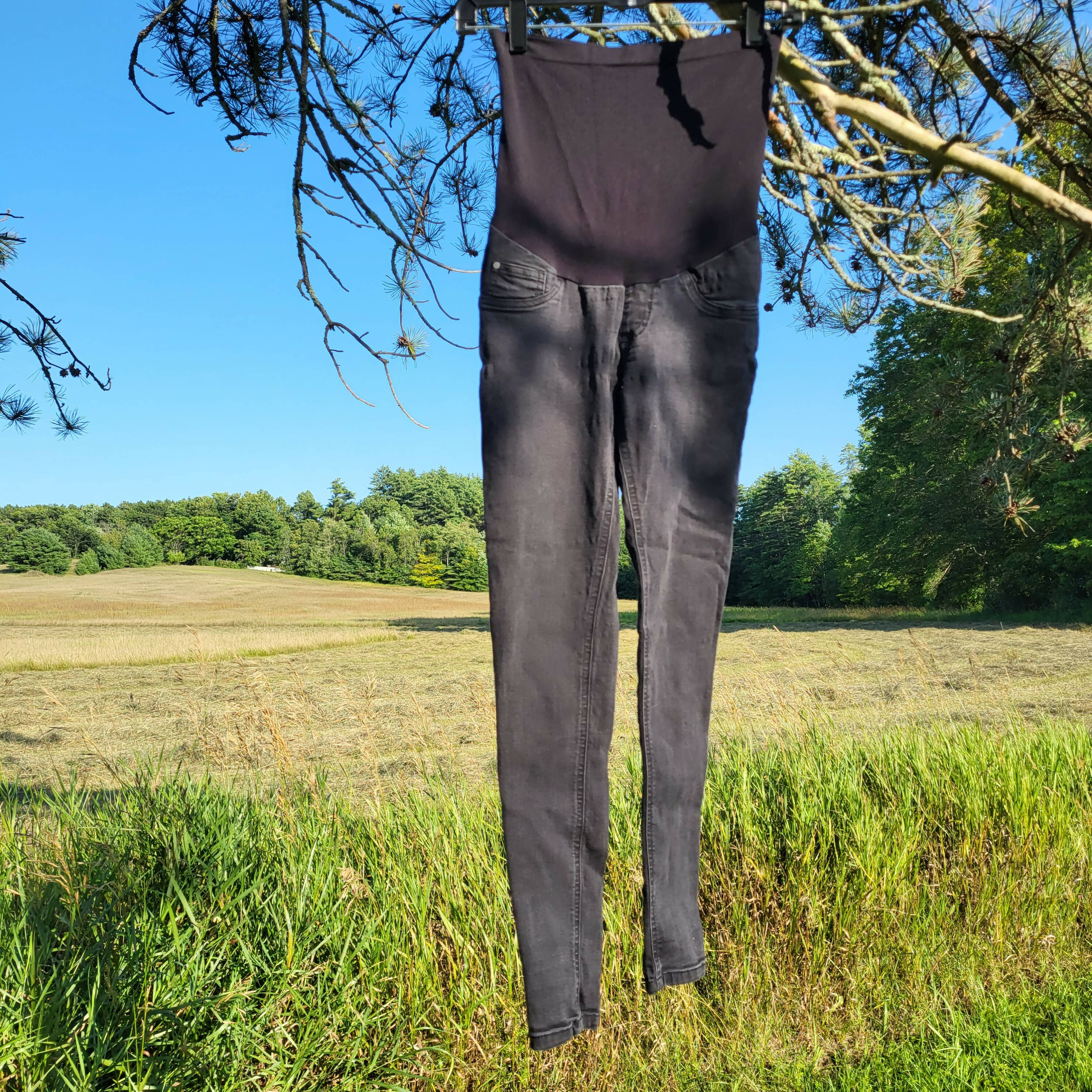 Indigo Blue Skinny Maternity Denim Jeans Black - XS