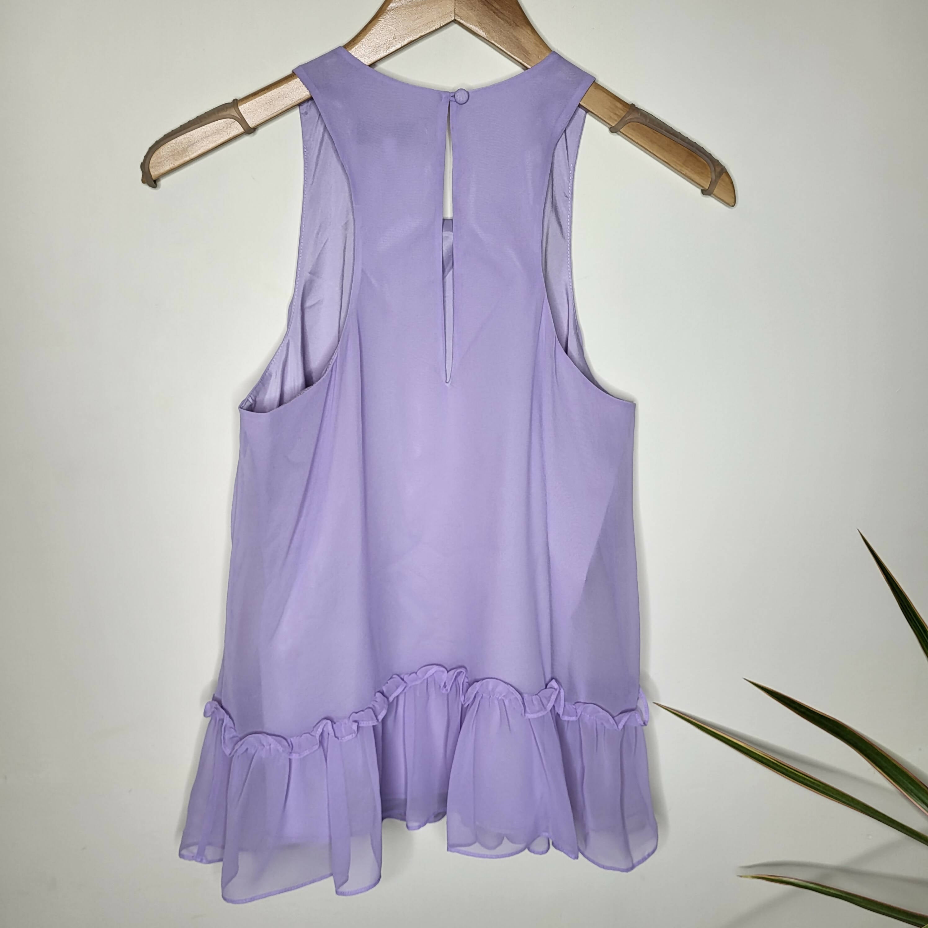 Likely Sleeveless Racerback Chiffon Peplum Blouse - Purple