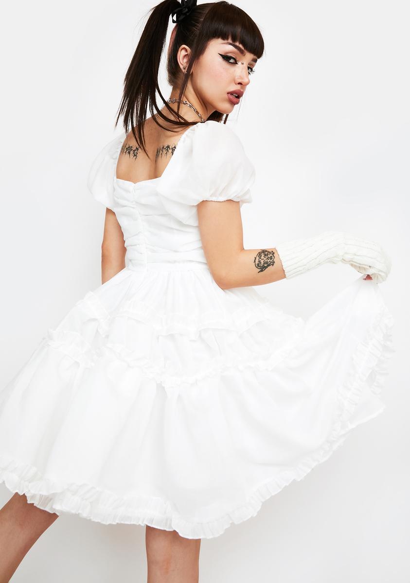 Lace Flower Ruffle Mini Dress