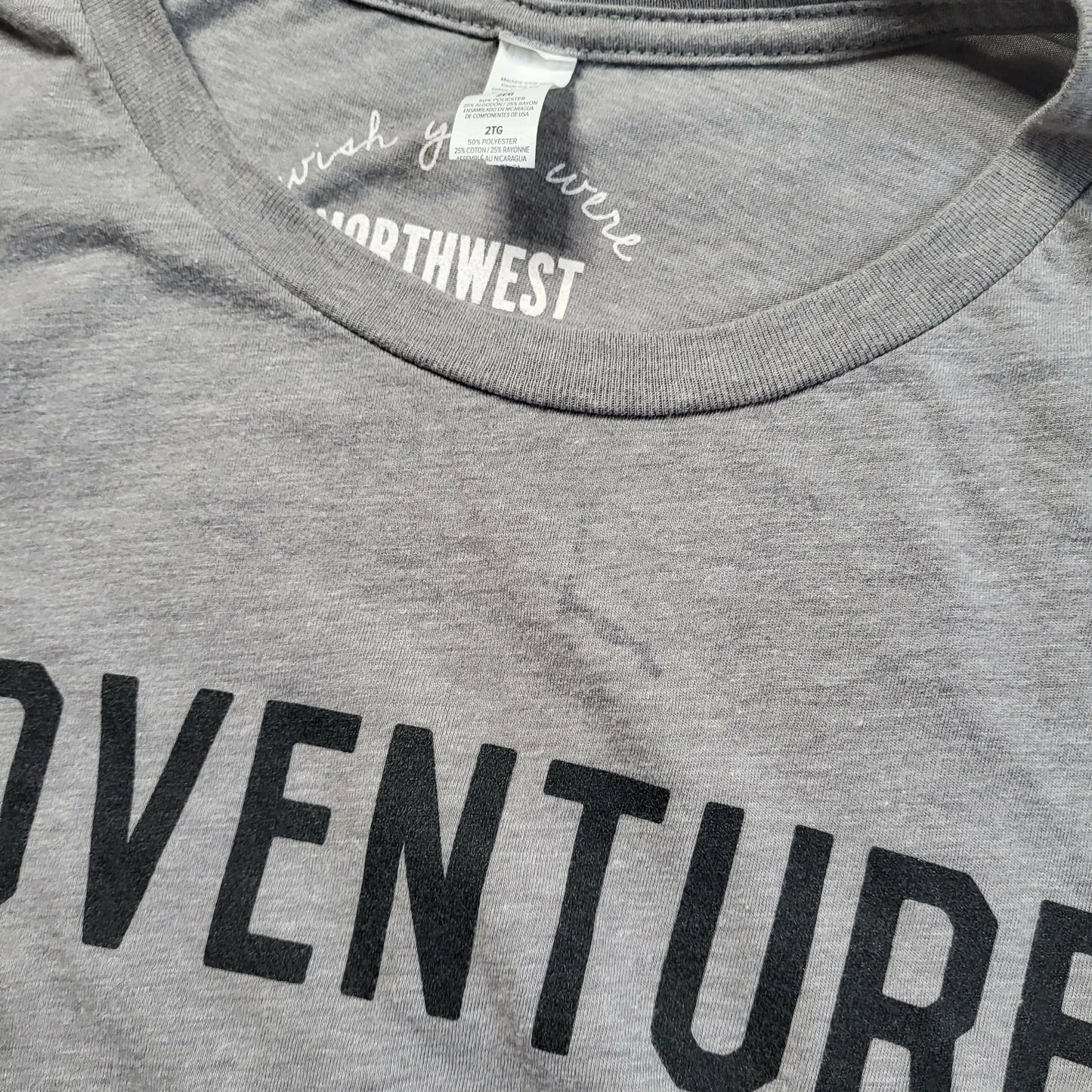 Wish You Were Northwest Adventure Then Pizza Tee - Gray - XXL