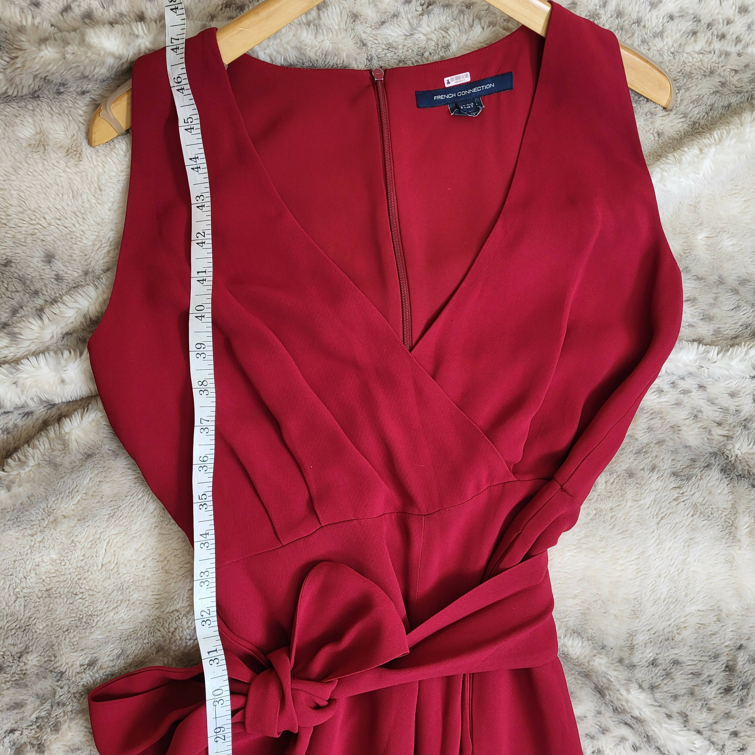 FRENCH CONNECTION Bessie Red Sleeveless Crepe Jumpsuit