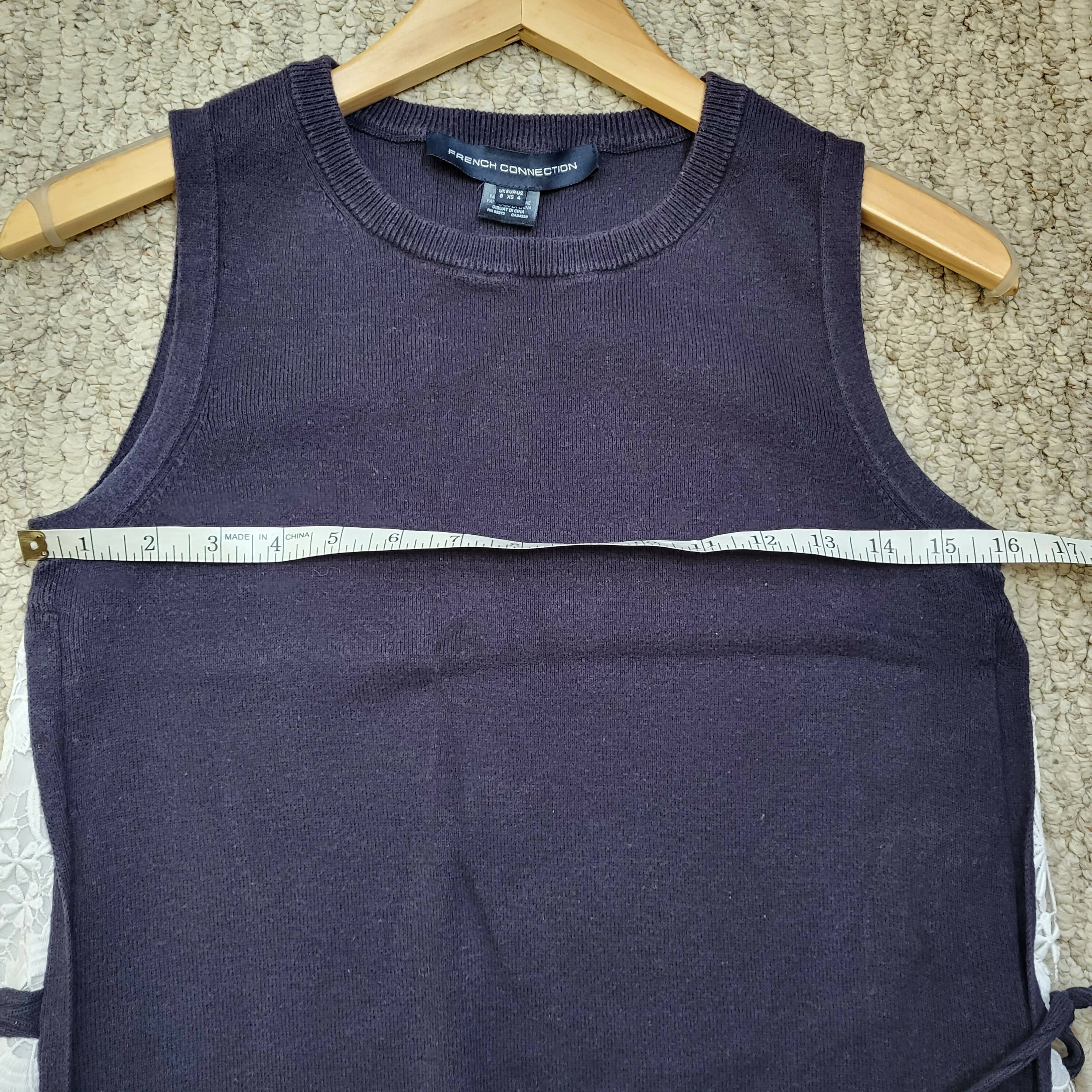 French Connection Sleeveless Side-Tie Lace Insert Knit Dress