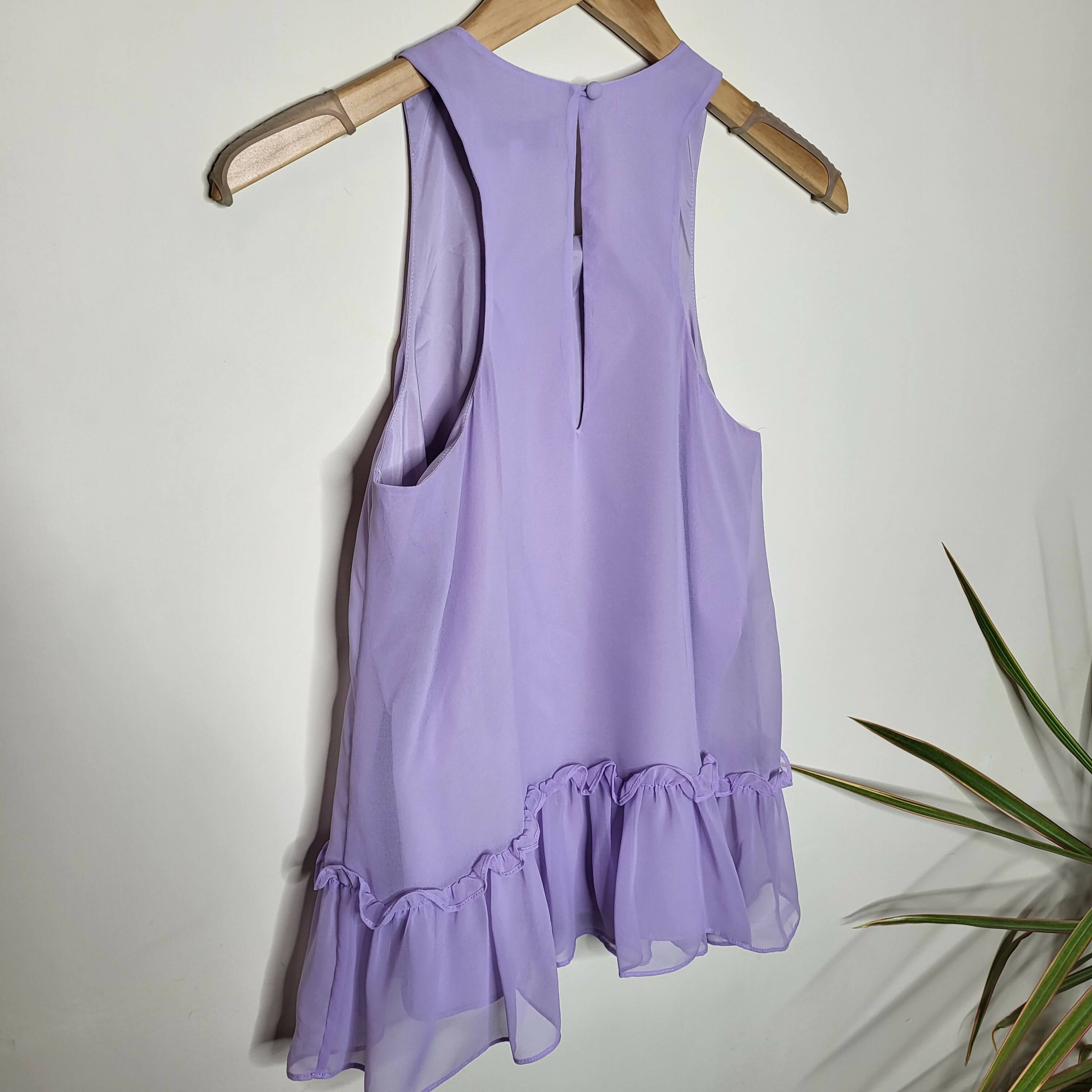 Likely Sleeveless Racerback Chiffon Peplum Blouse - Purple