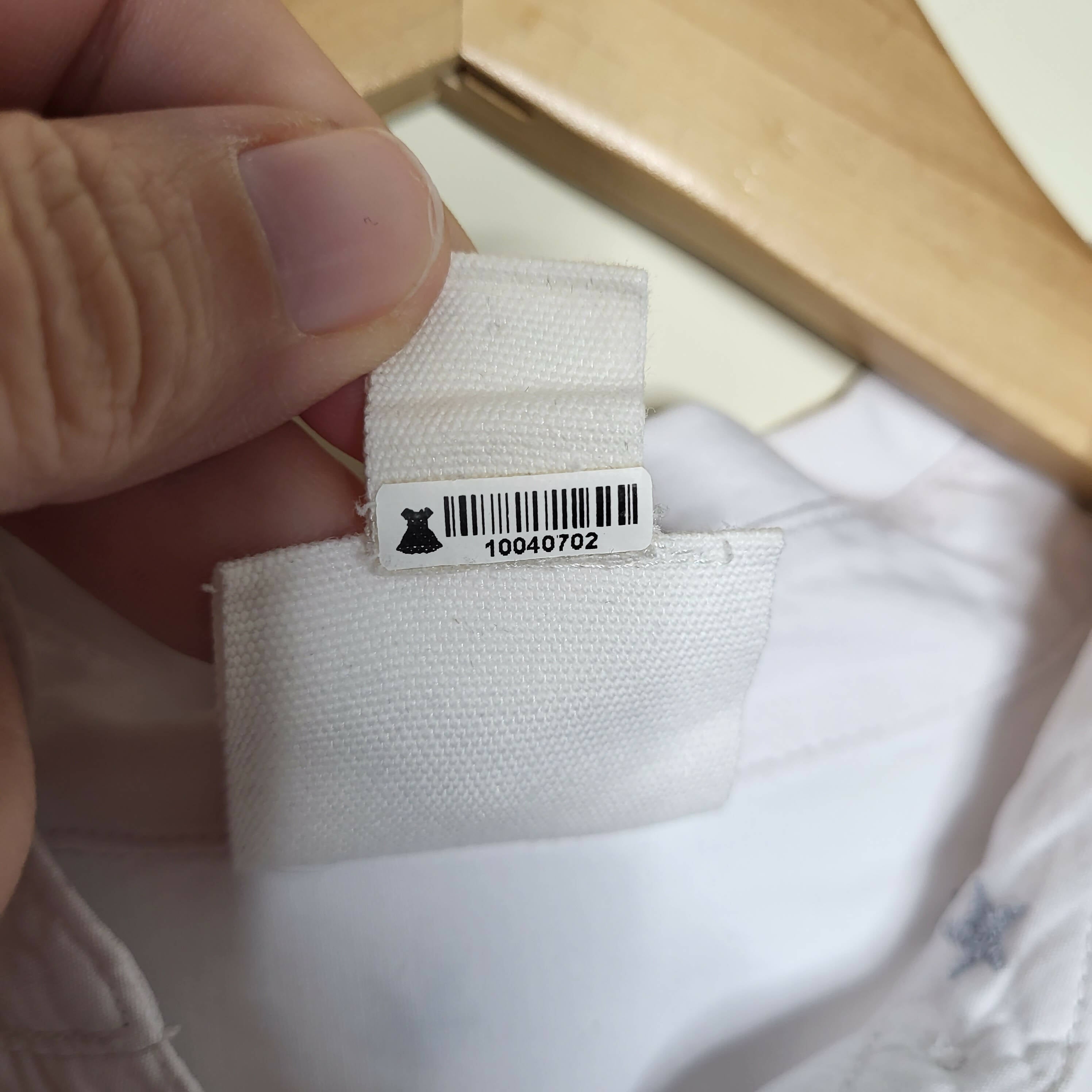 Led Maternity Long Sleeve Collared Button-Down Shirt - Abstract - White