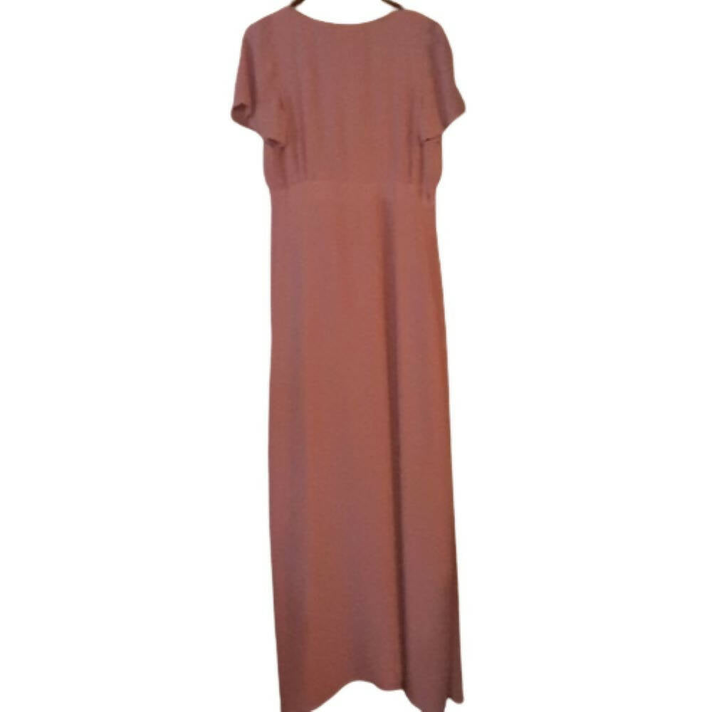 Paper Crown Short Sleeve Self-Tie Wrap Maxi Dress