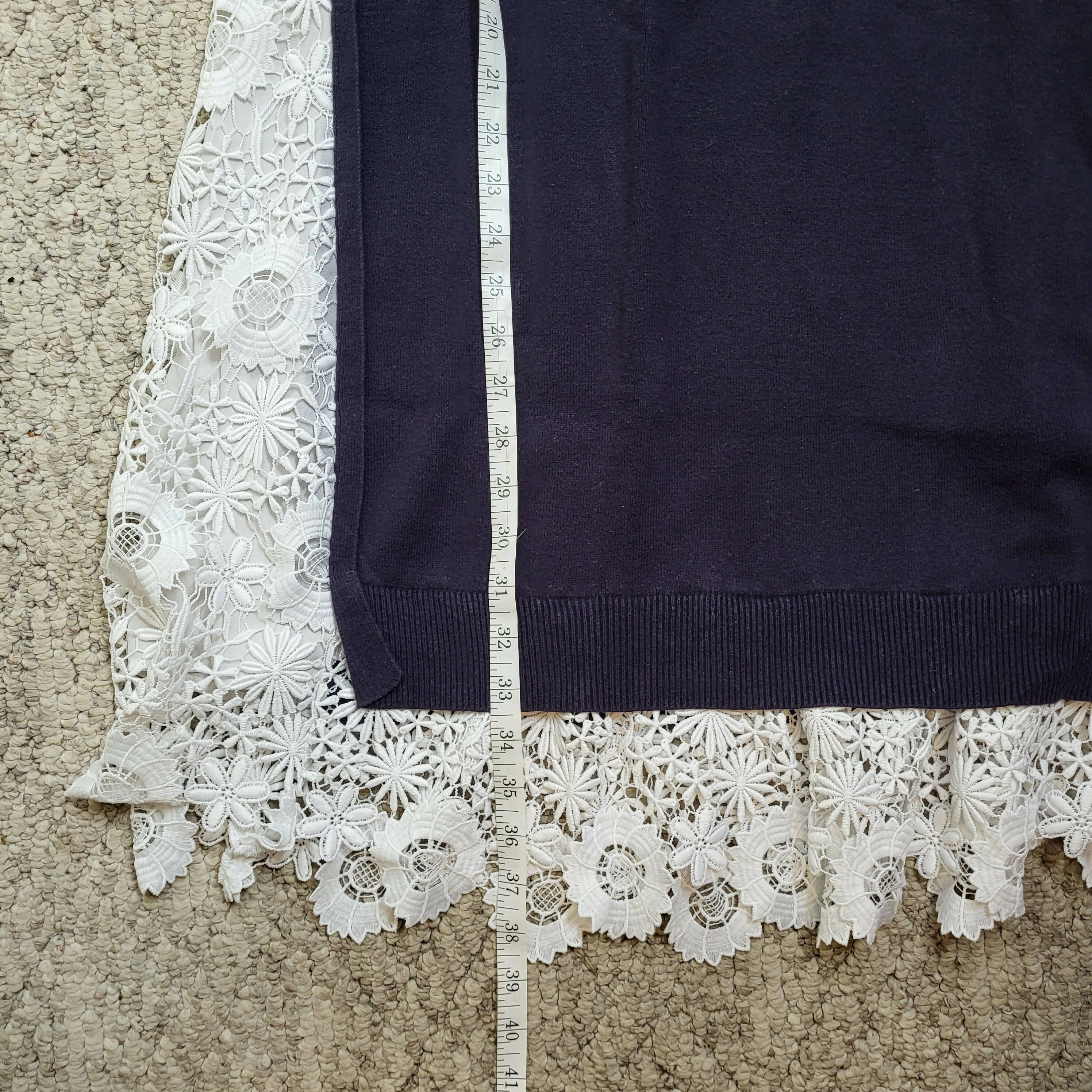 French Connection Sleeveless Side-Tie Lace Insert Knit Dress