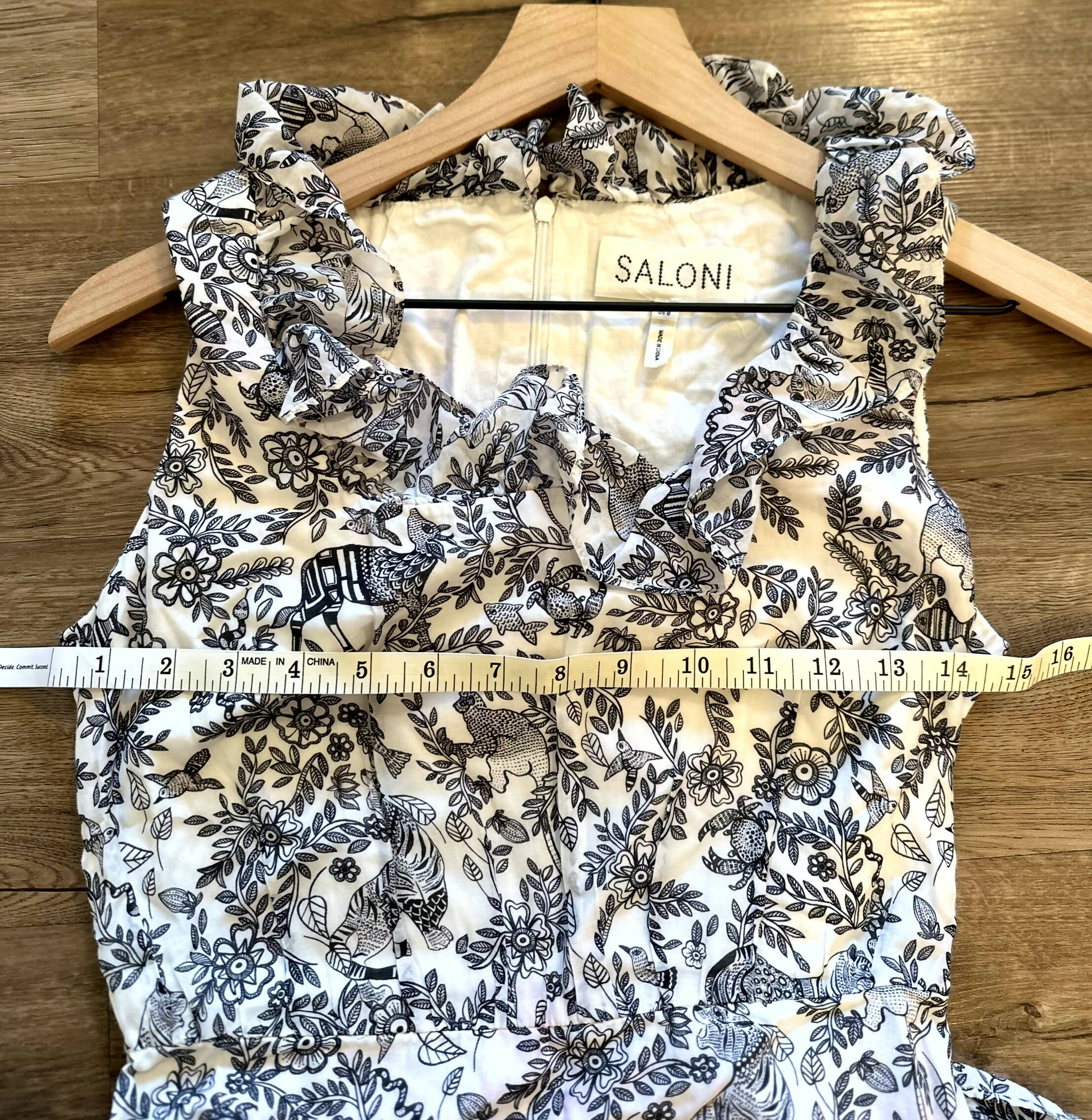 Saloni Misha Mini Dress - Floral - White Multi/Ivory Rashastan Black