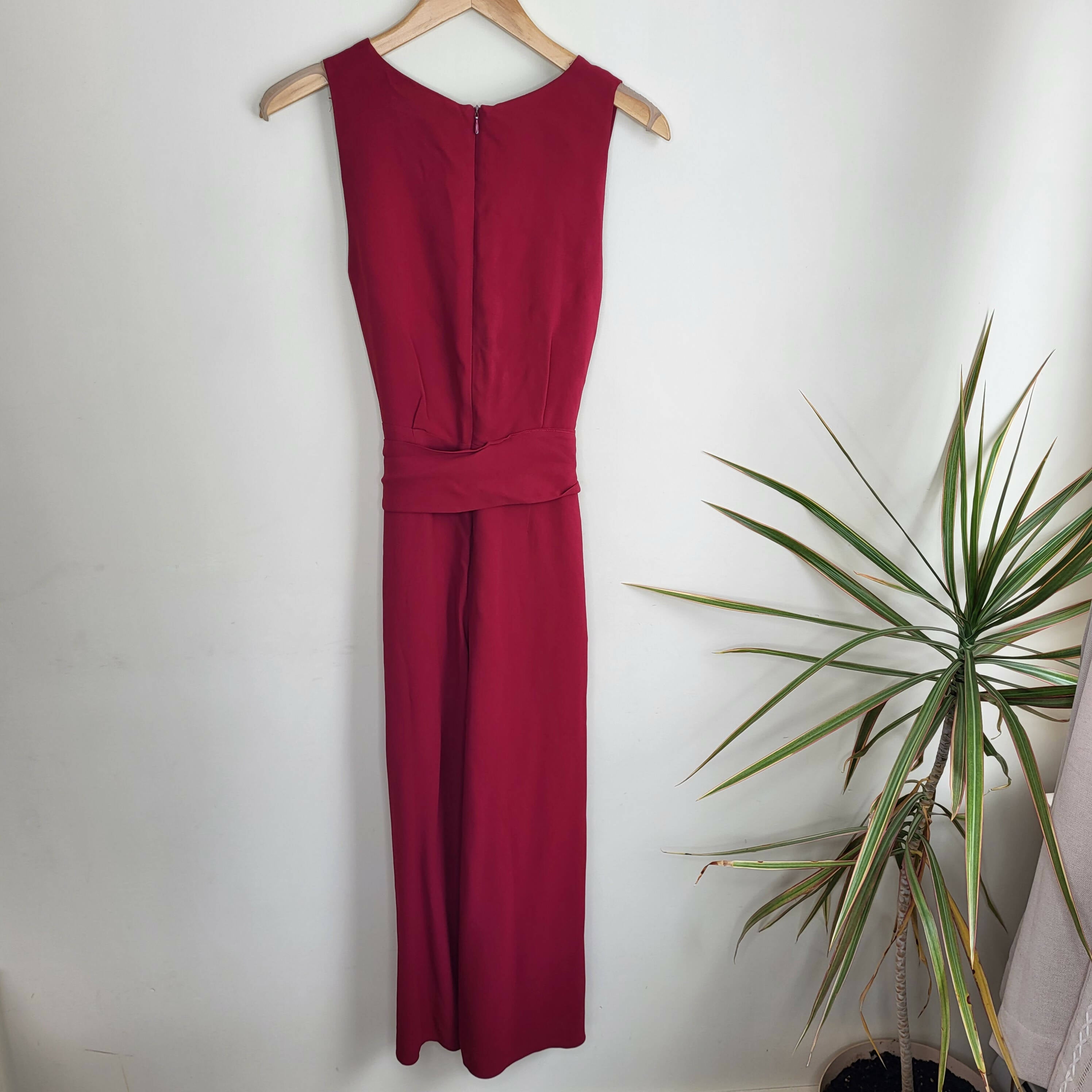 FRENCH CONNECTION Bessie Red Sleeveless Crepe Jumpsuit