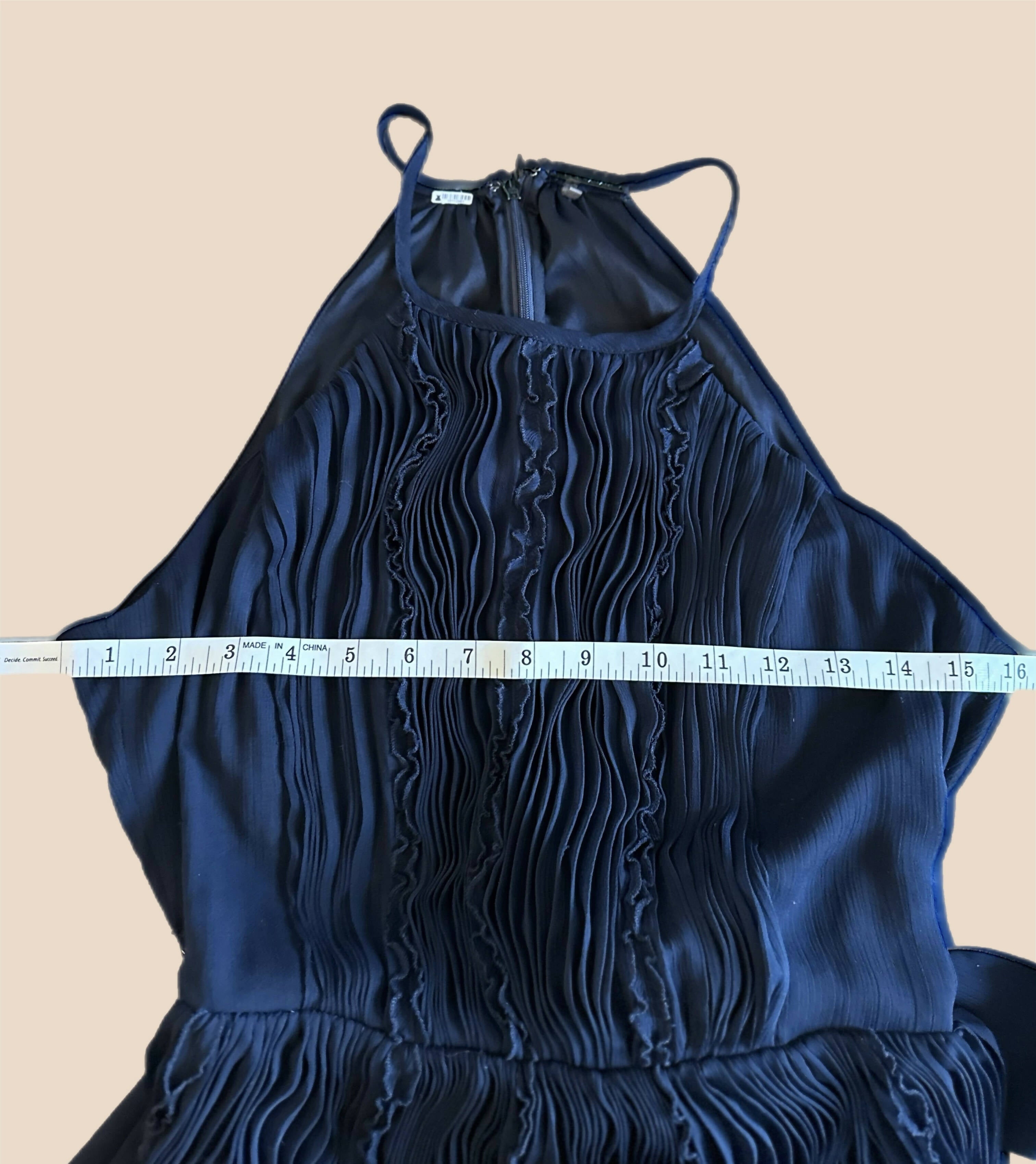 Elie Tahari Crinkle Chiffon Halter Midi Dress - /Navy