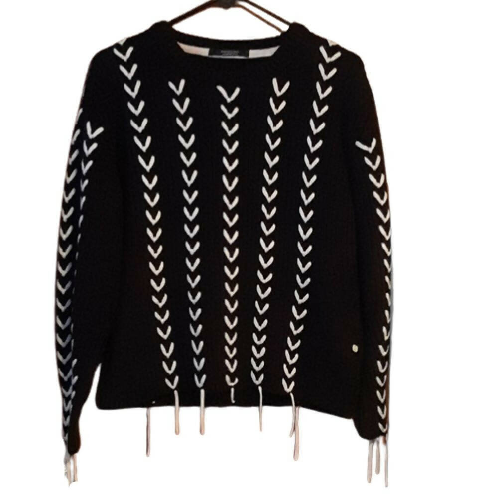 Scotch & Soda Chunky Knit Lace-Up Sweater - /Black Multi