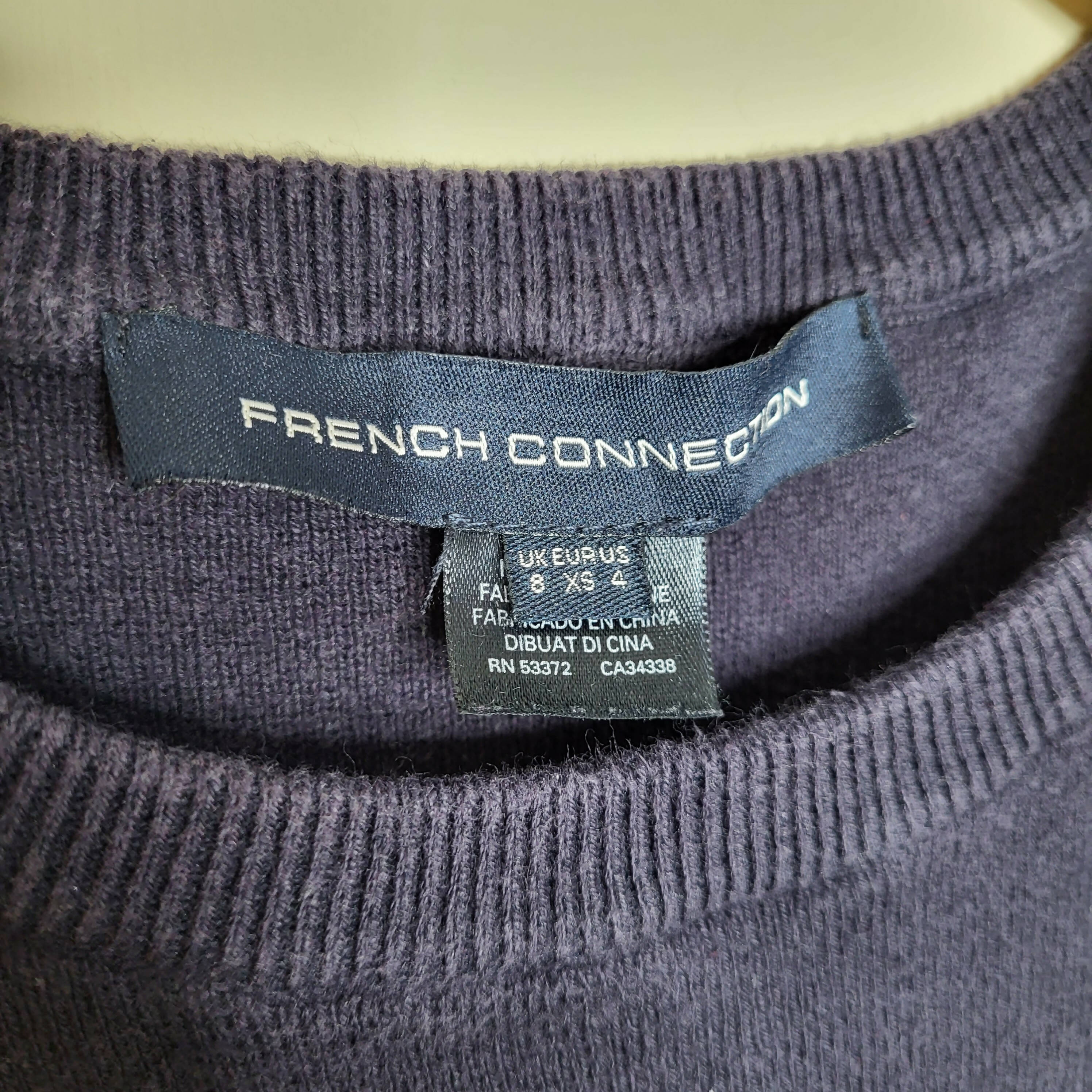 French Connection Sleeveless Side-Tie Lace Insert Knit Dress