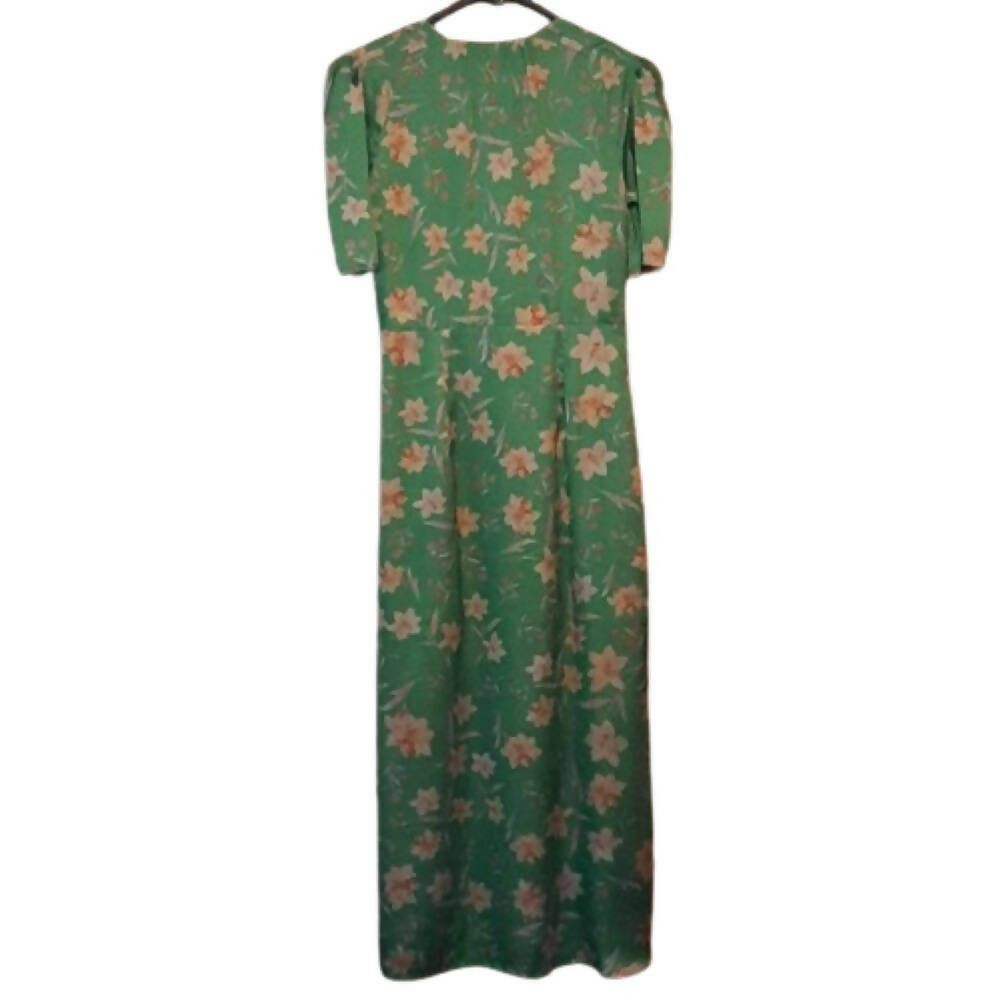 French Connection Camille Wrap Midi Dress - Floral - Green Multi/Poise Green