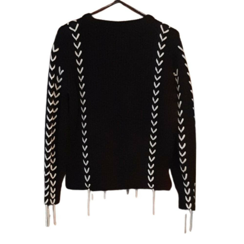 Scotch & Soda Chunky Knit Lace-Up Sweater - /Black Multi