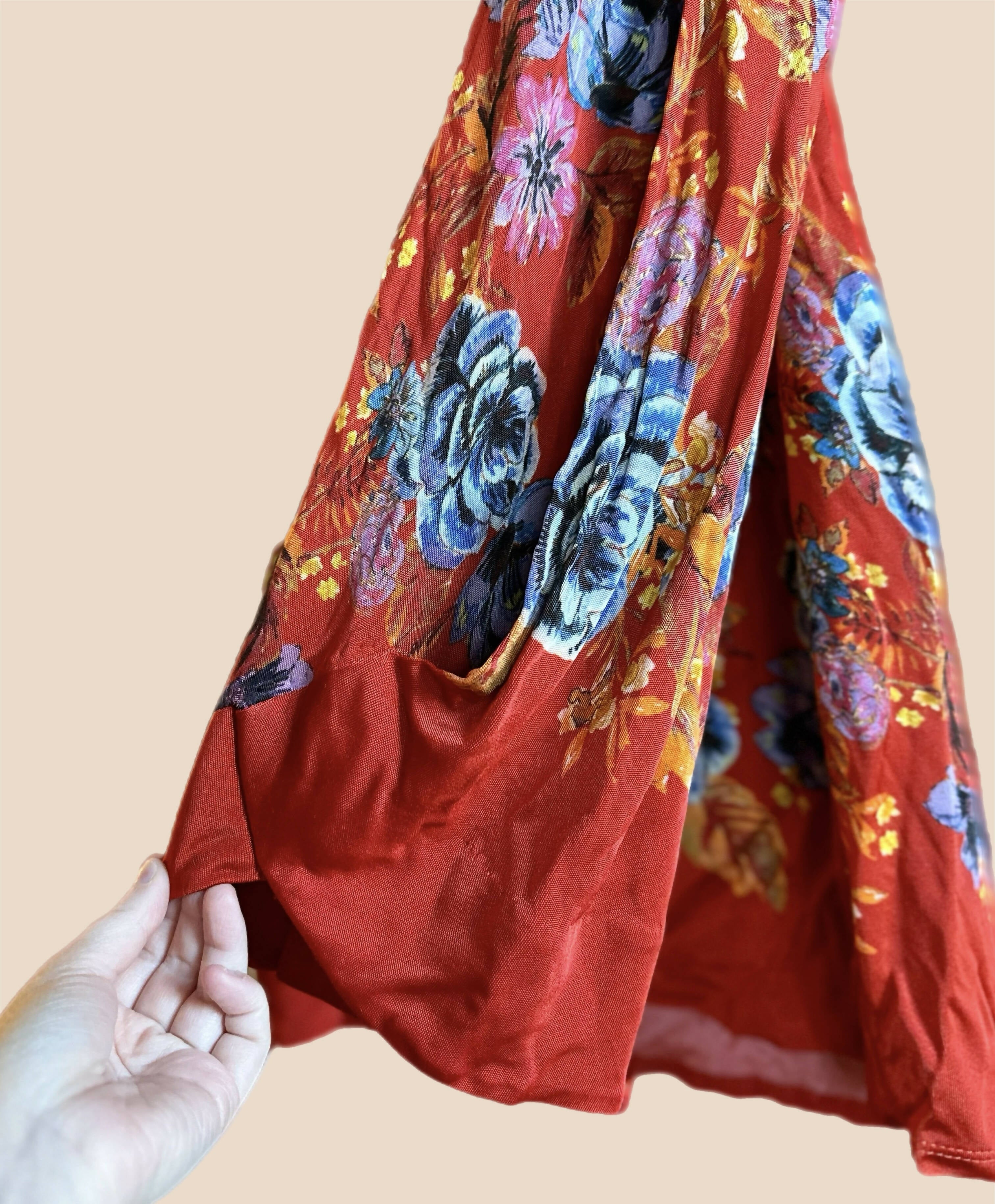 Free People Long Sleeve Tie-Back Floral Dress