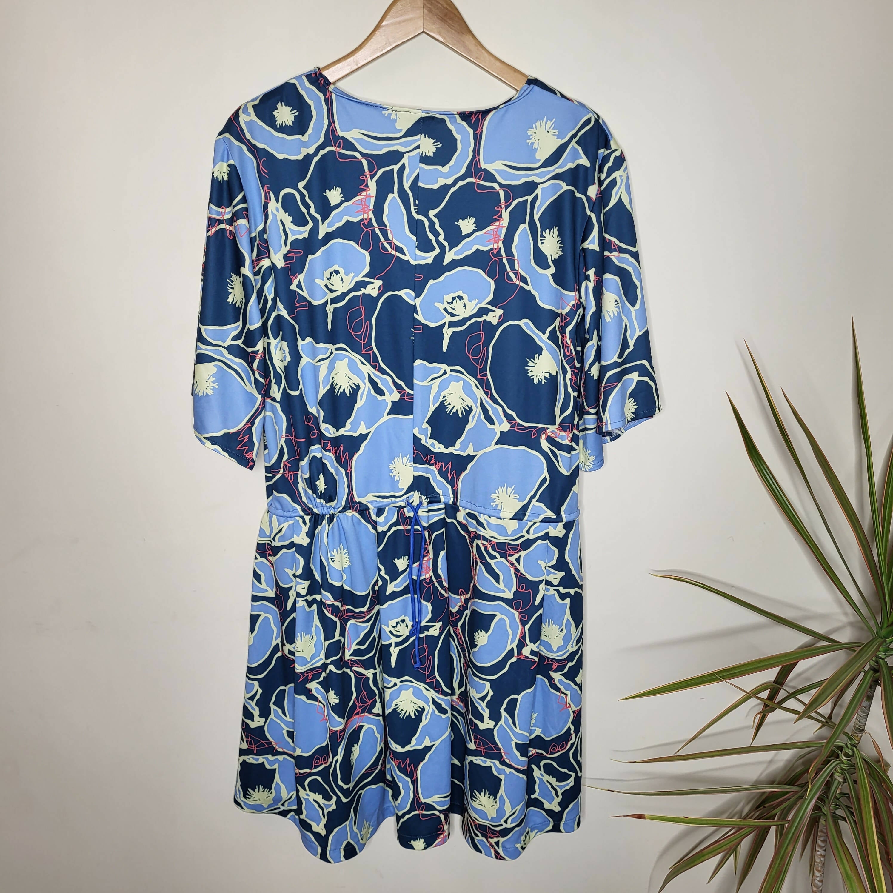 Poppyseed Maternity 3/4 Sleeve Adjustable Waist Floral Dress - Floral - Blue Multi