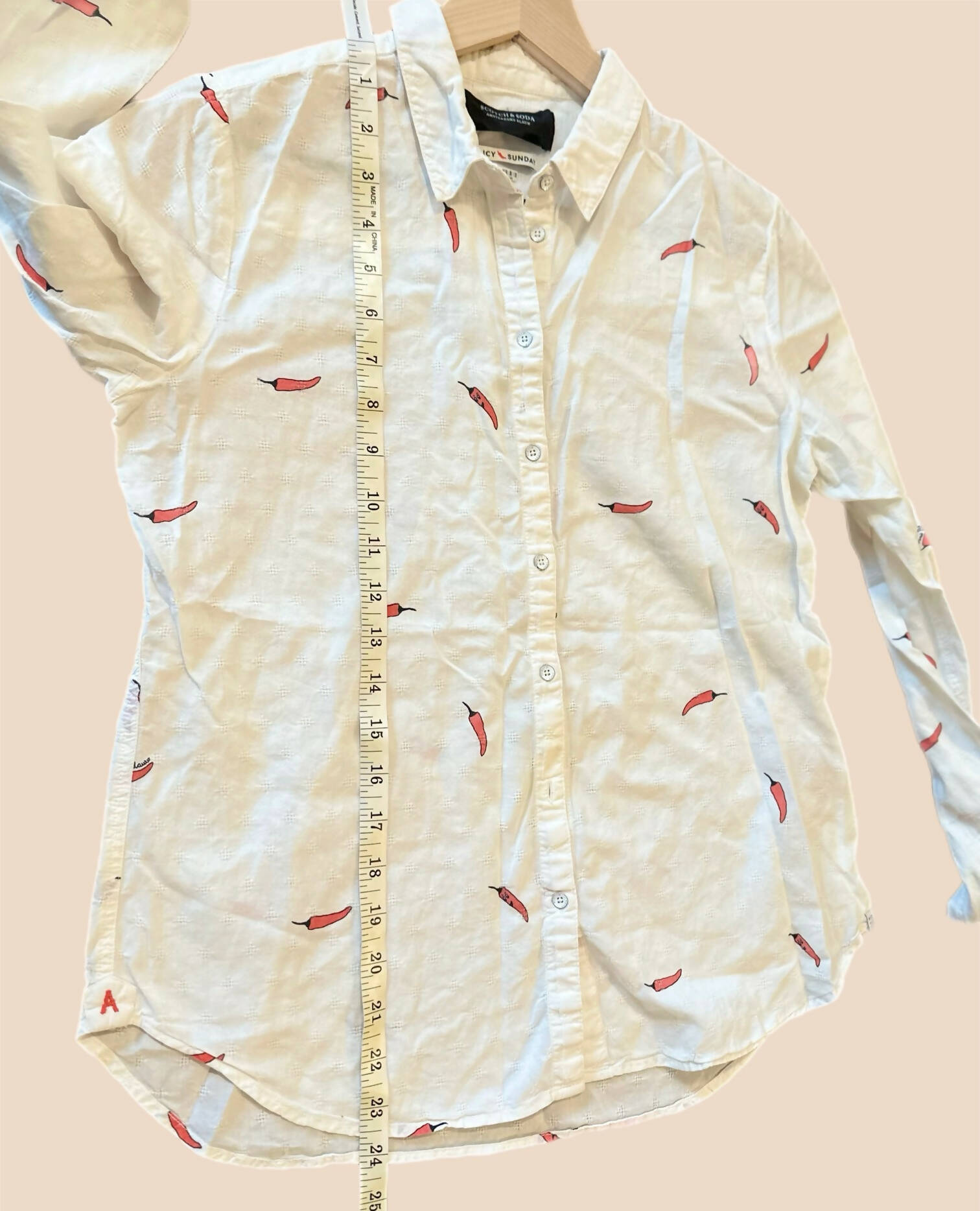 Scotch & Soda Dobby Weave Long Sleeve Button-Down Shirt - Abstract - White Multi/Combo C