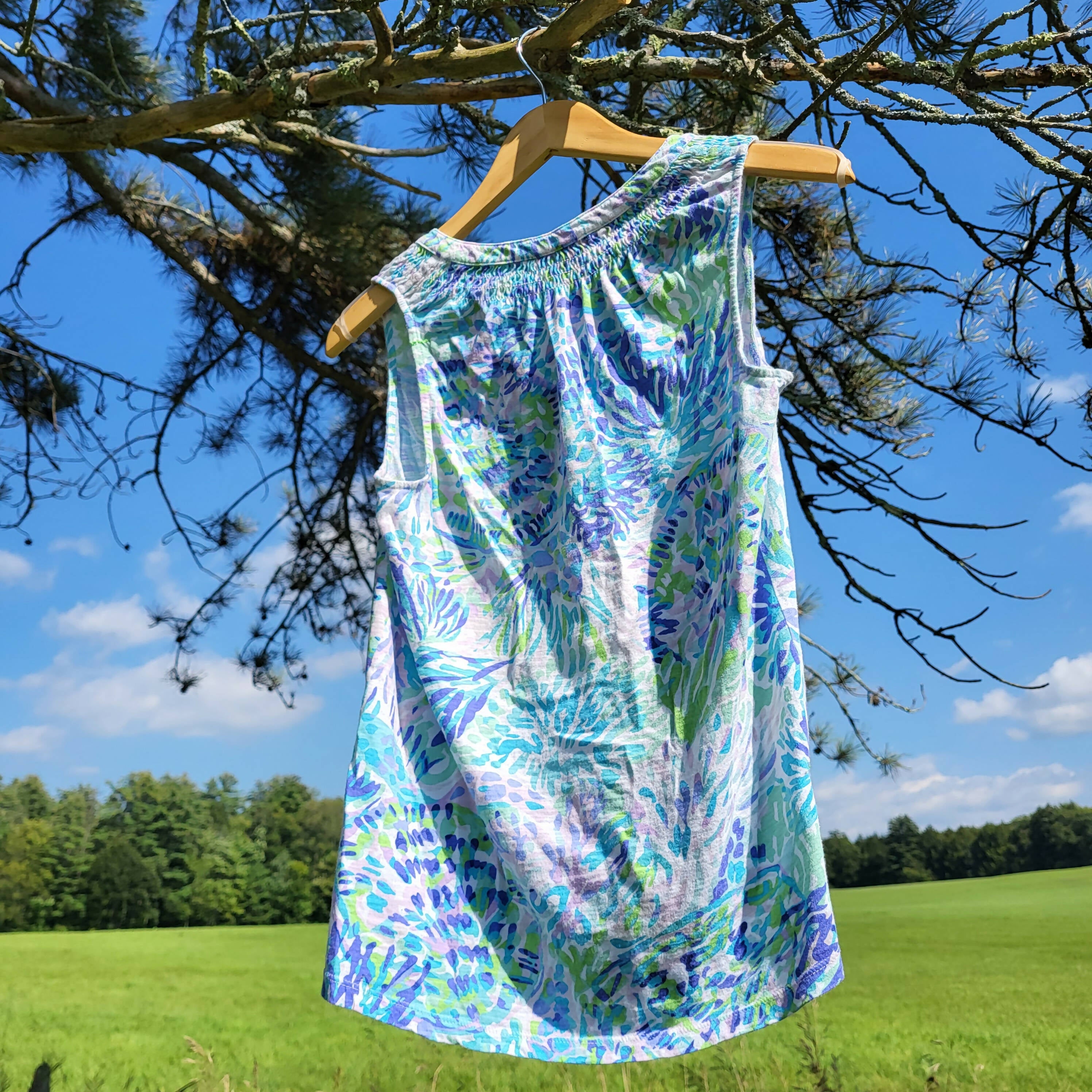 Lilly Pulitzer Essie Tank- Top - Shell - Blue Multi/Multi Shell - S