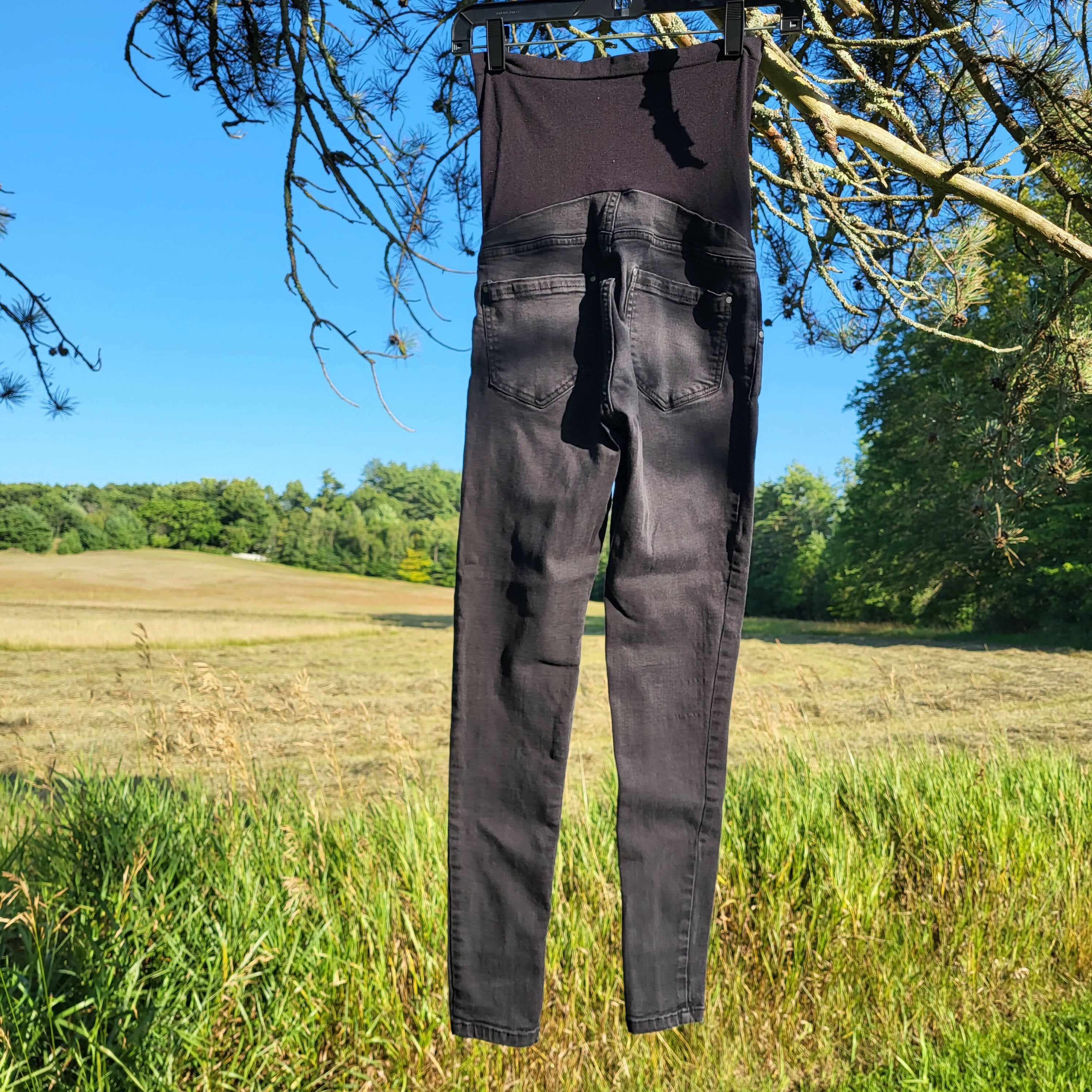 Indigo Blue Skinny Maternity Denim Jeans Black - XS