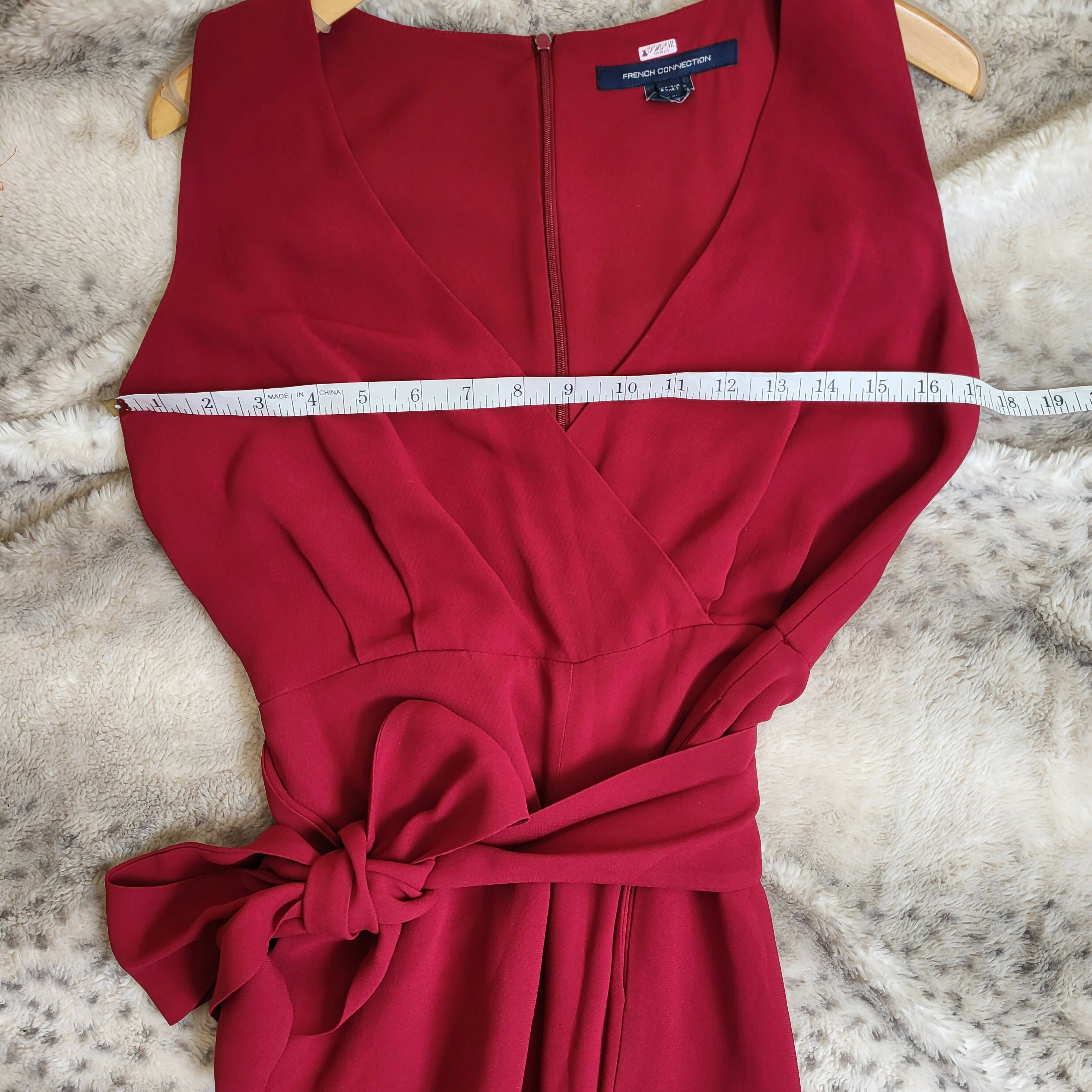 FRENCH CONNECTION Bessie Red Sleeveless Crepe Jumpsuit