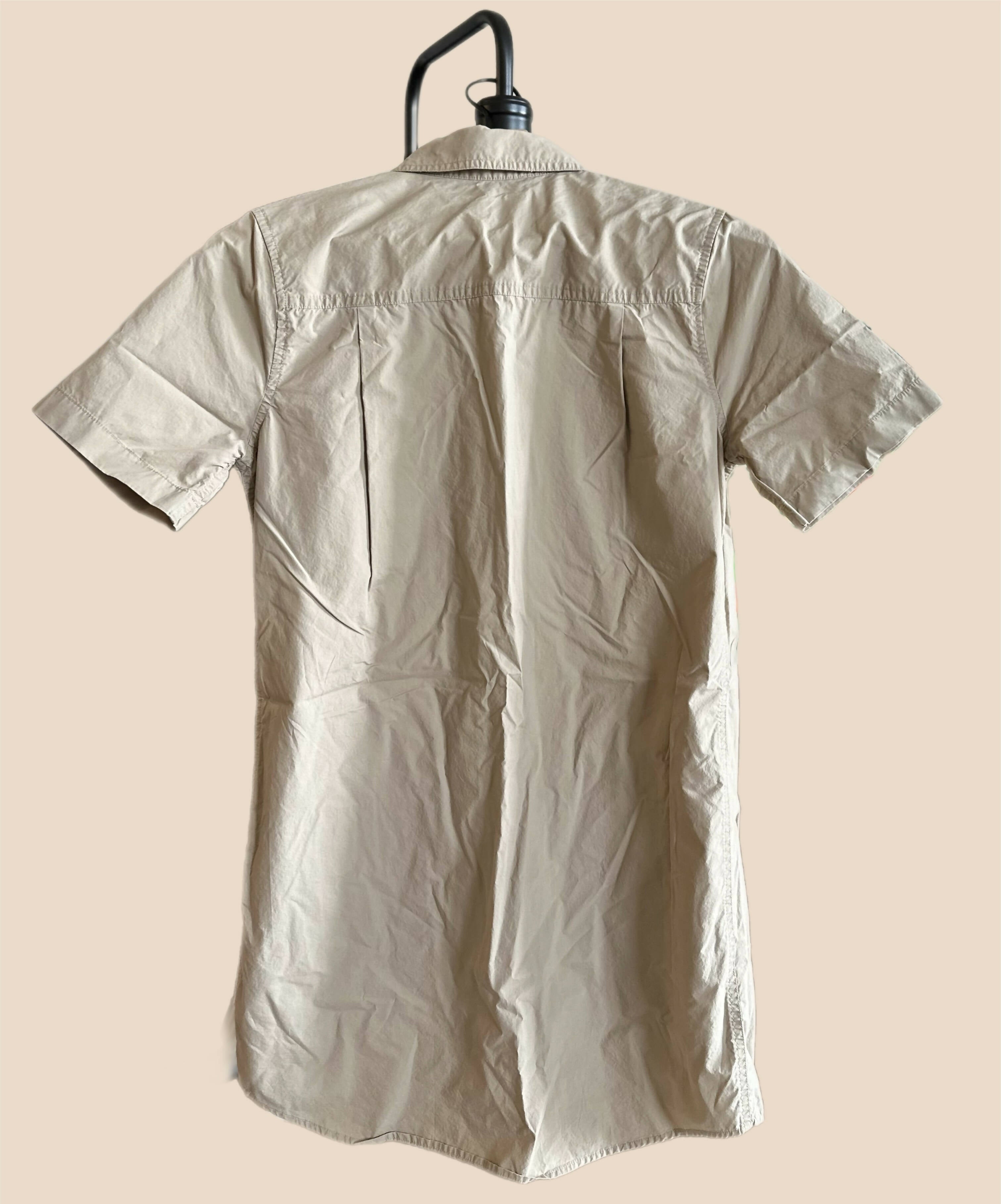 Equipment Button-Front Short Sleeve Utility Shirtdress with Pockets - Brown