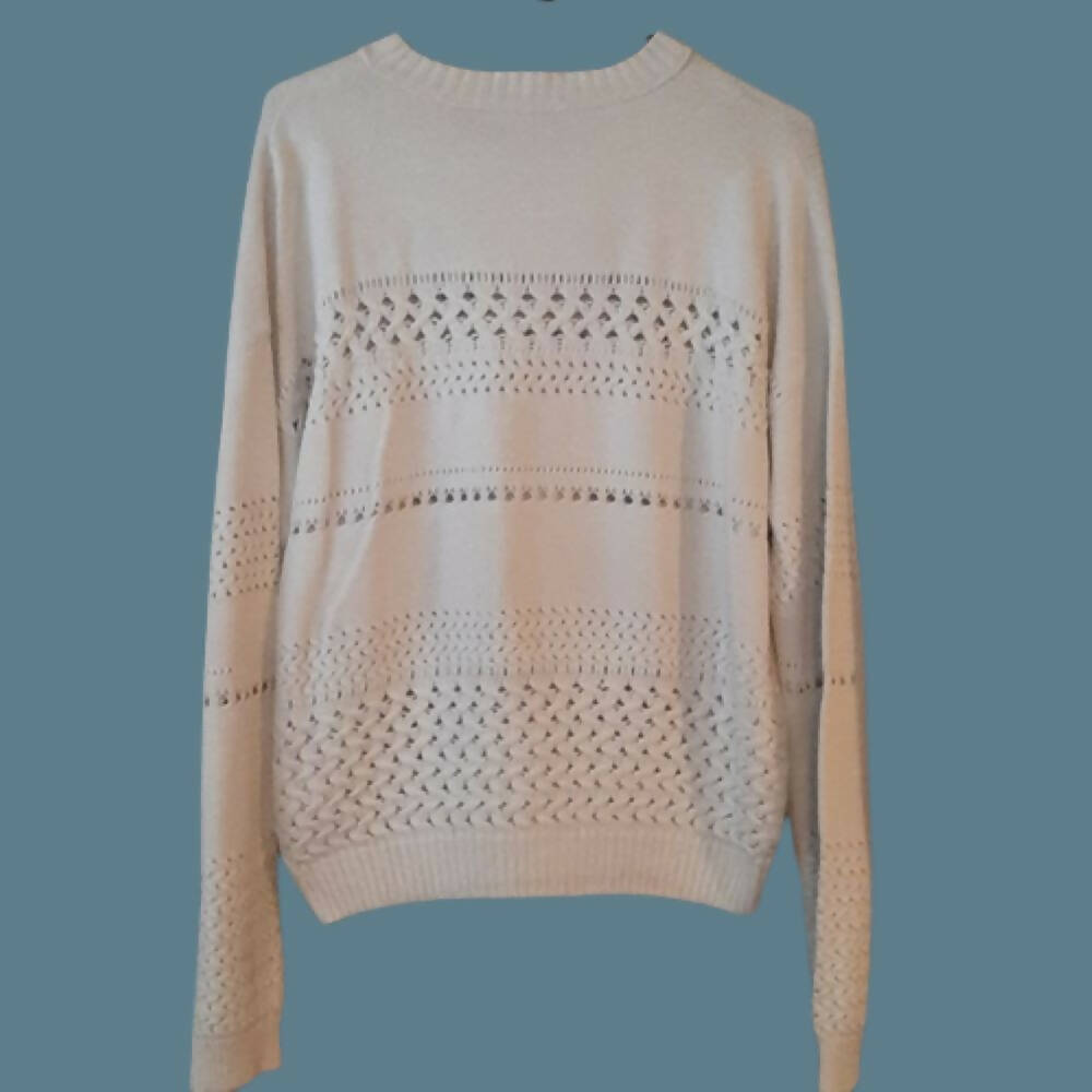 French Connection Long Sleeve Open Knit Sweater - /White