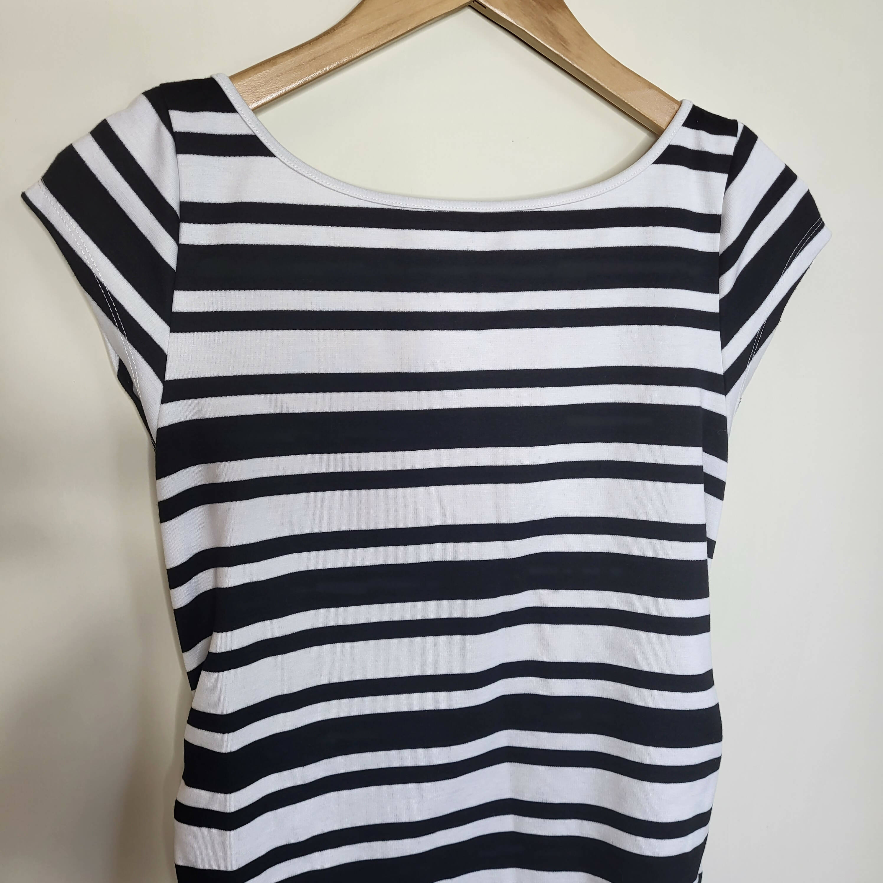 Soon Maternity Leo Cap Sleeve Maternity Dress - Stripes - White Multi/Ponti Stripe