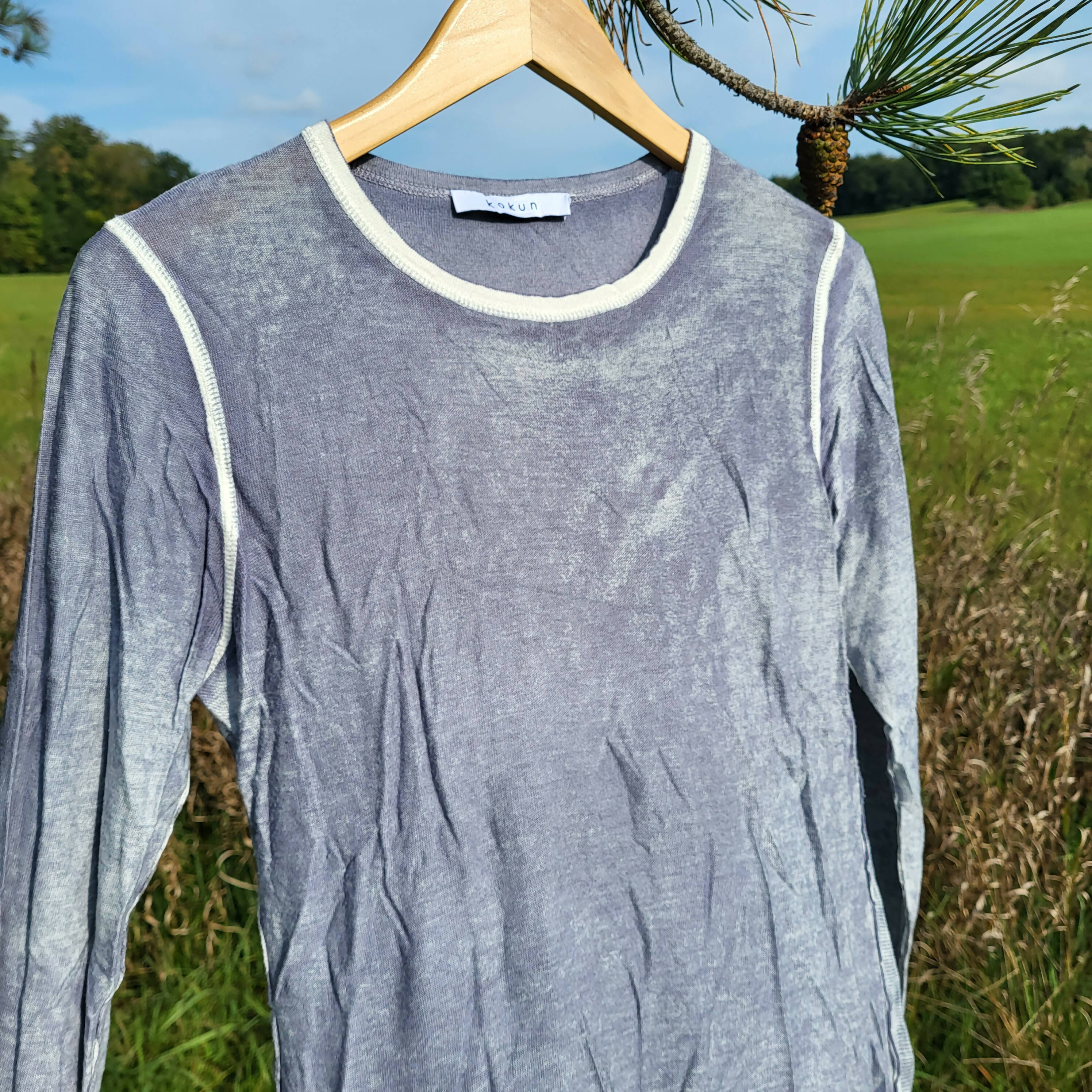 Kokun Overdyed Fitted Cashmere Crew Neck - Silver - XL