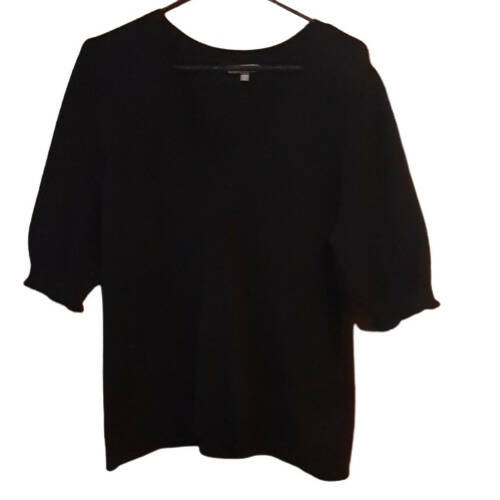 Lilla P Quarter Sleeve V-Neck Sweater - Black