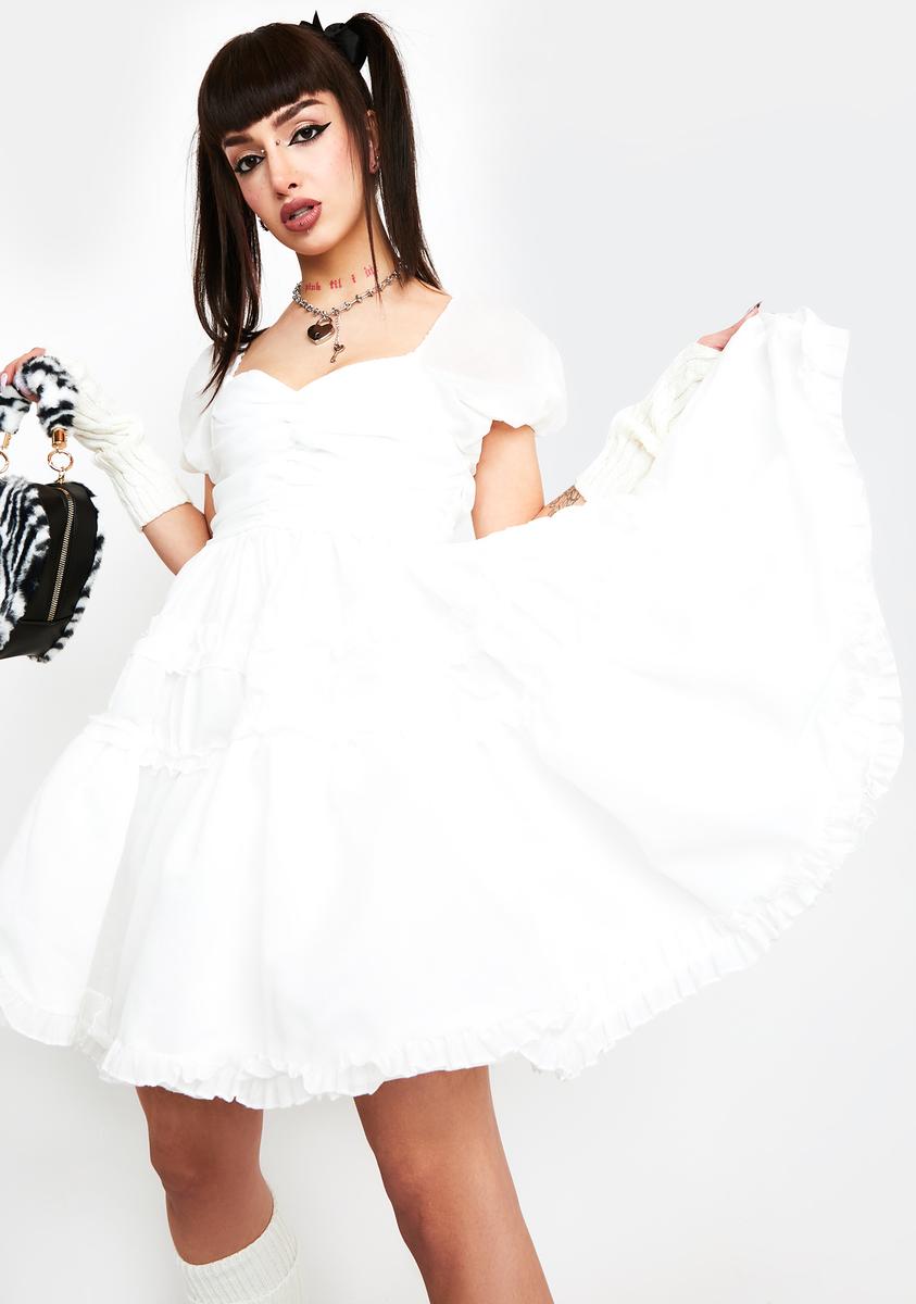 Lace Flower Ruffle Mini Dress