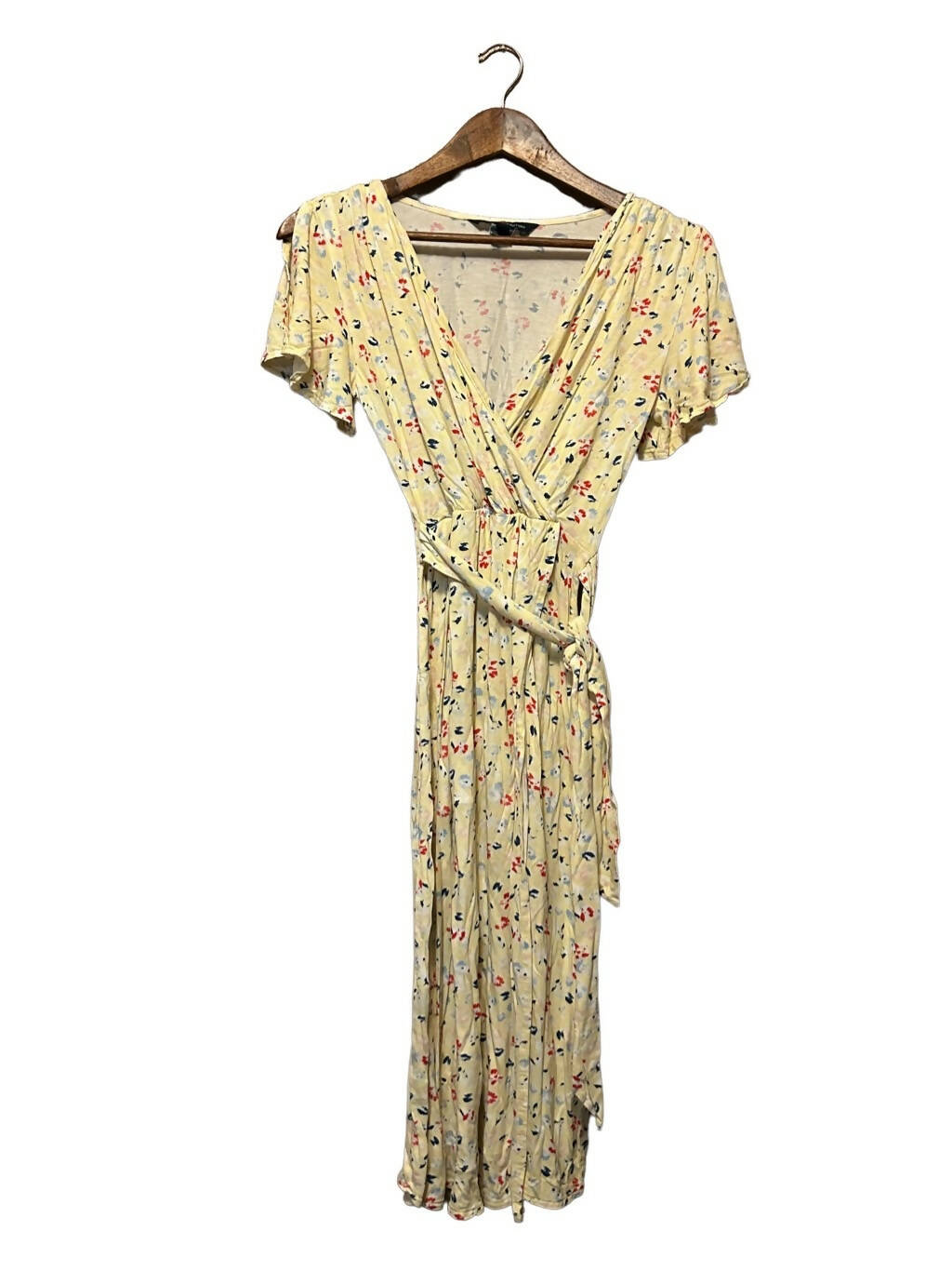 French Connection Short Sleeve V-Neck Wrap Floral Midi Dress